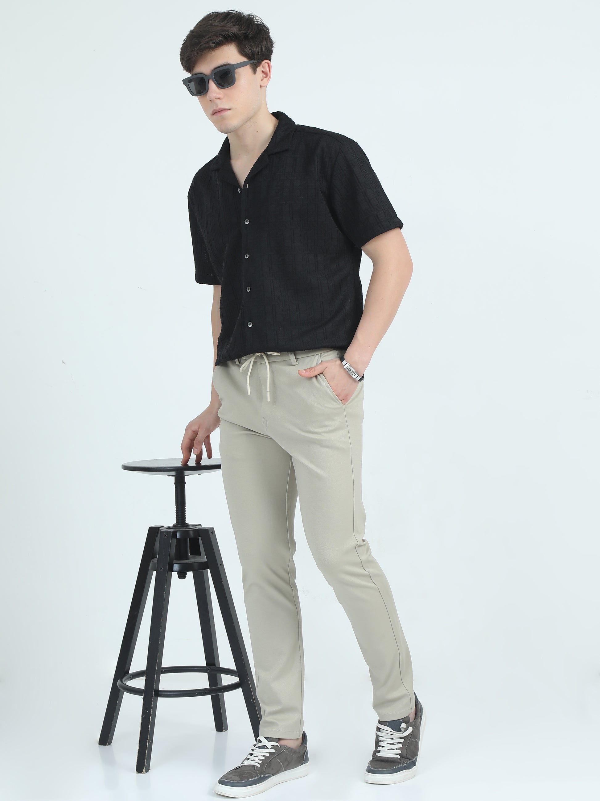 Beige Slim Fit Trouser For Men