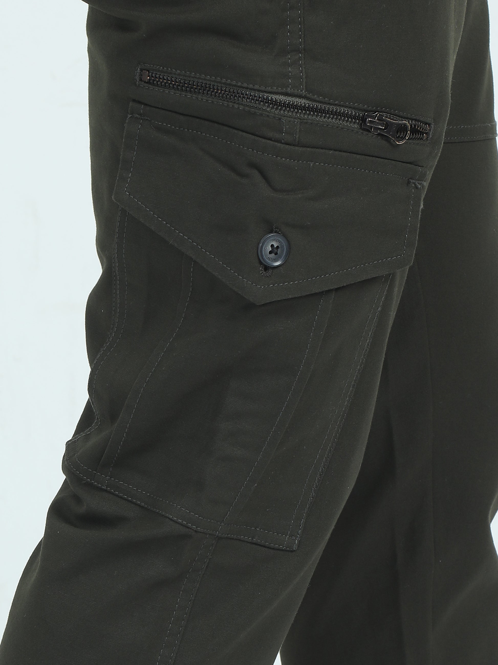 Twill Peach Cotton Green Trousers For Men