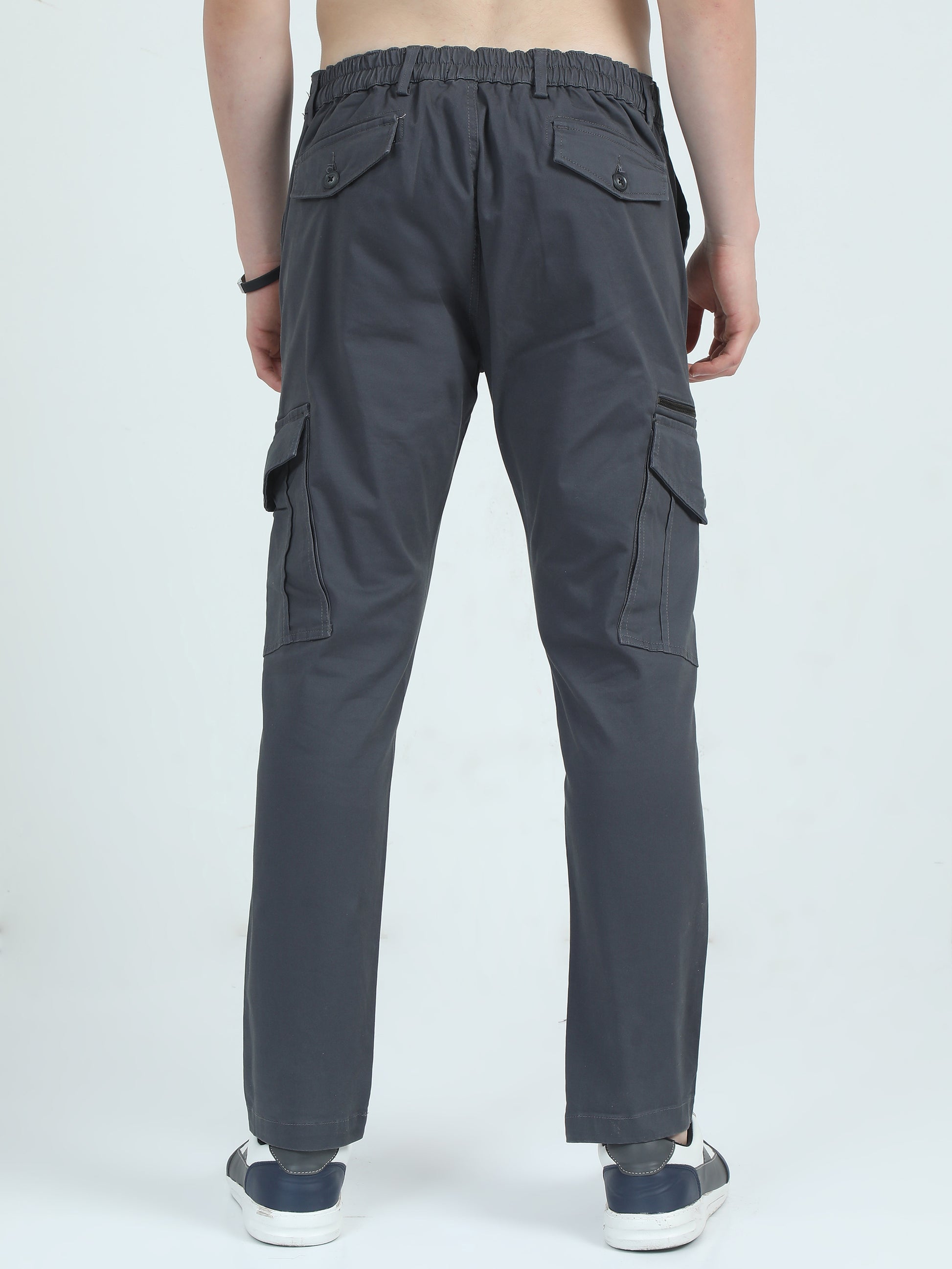 Twill Peach Cotton Grey Cargo Pants Men