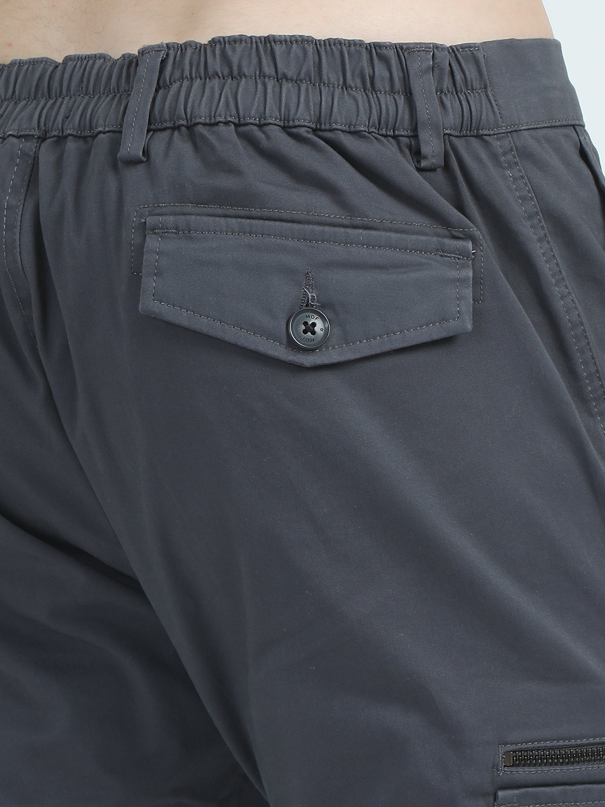 Twill Peach Cotton Grey Cargo Pants Men