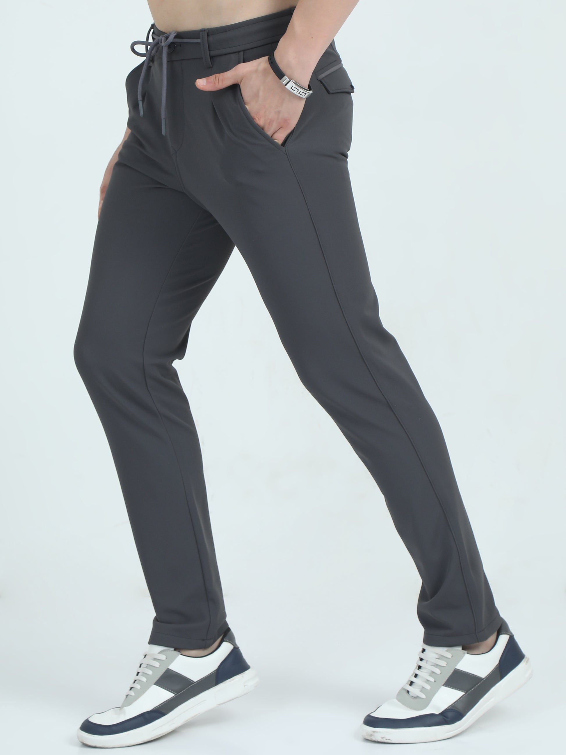 Slim Fit D Grey Trousers For Men