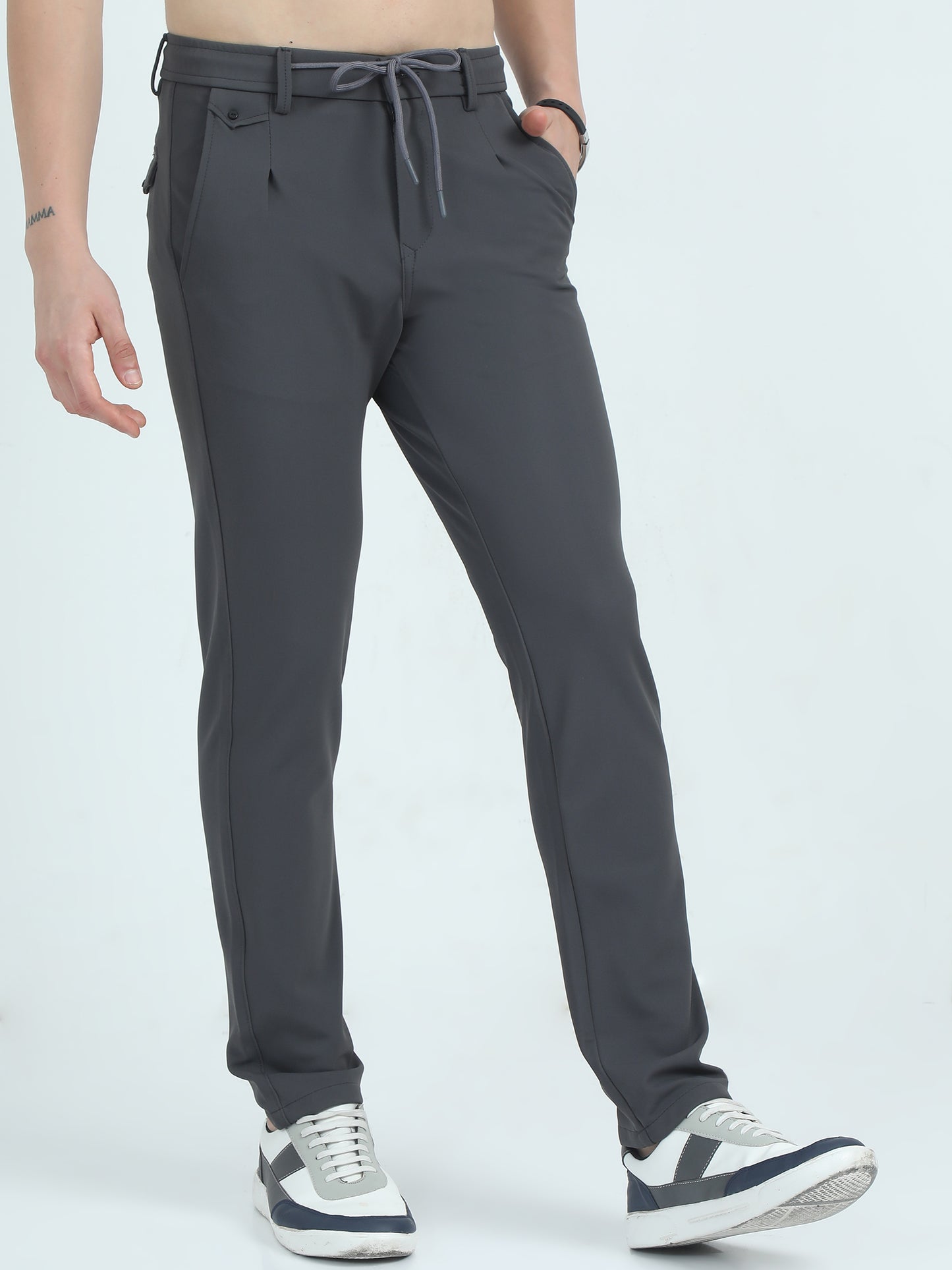 Slim Fit D Grey Trousers For Men