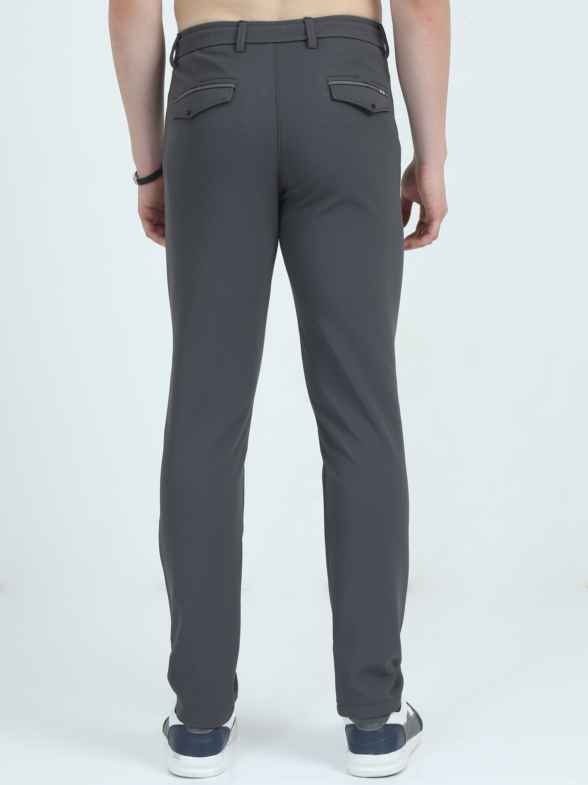 Slim Fit D Grey Trousers For Men