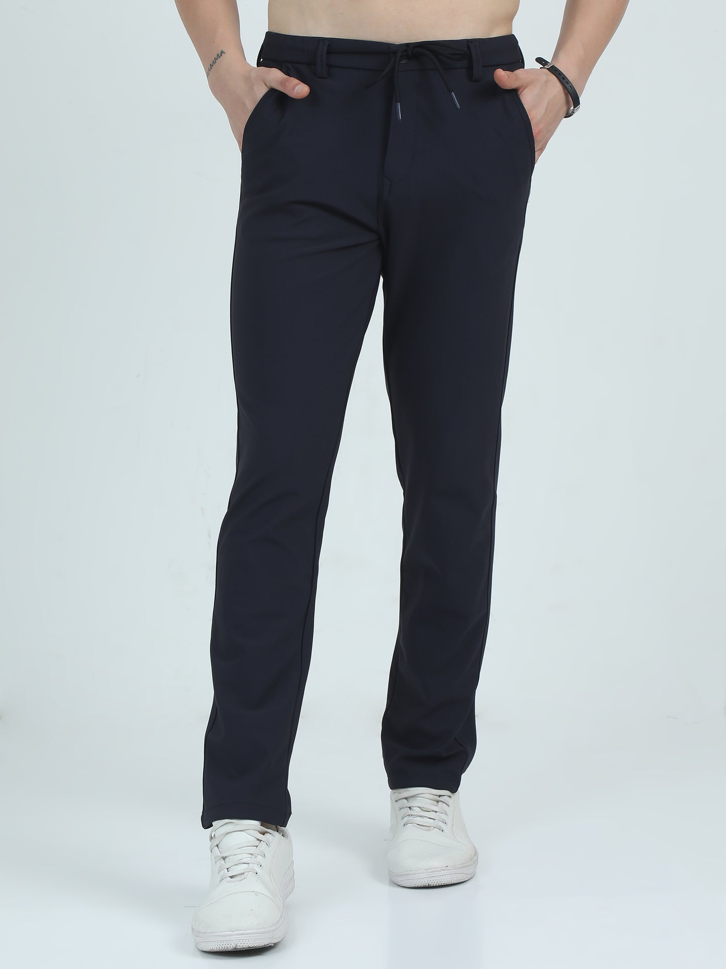 Navy Slim Fit Trousers For Men