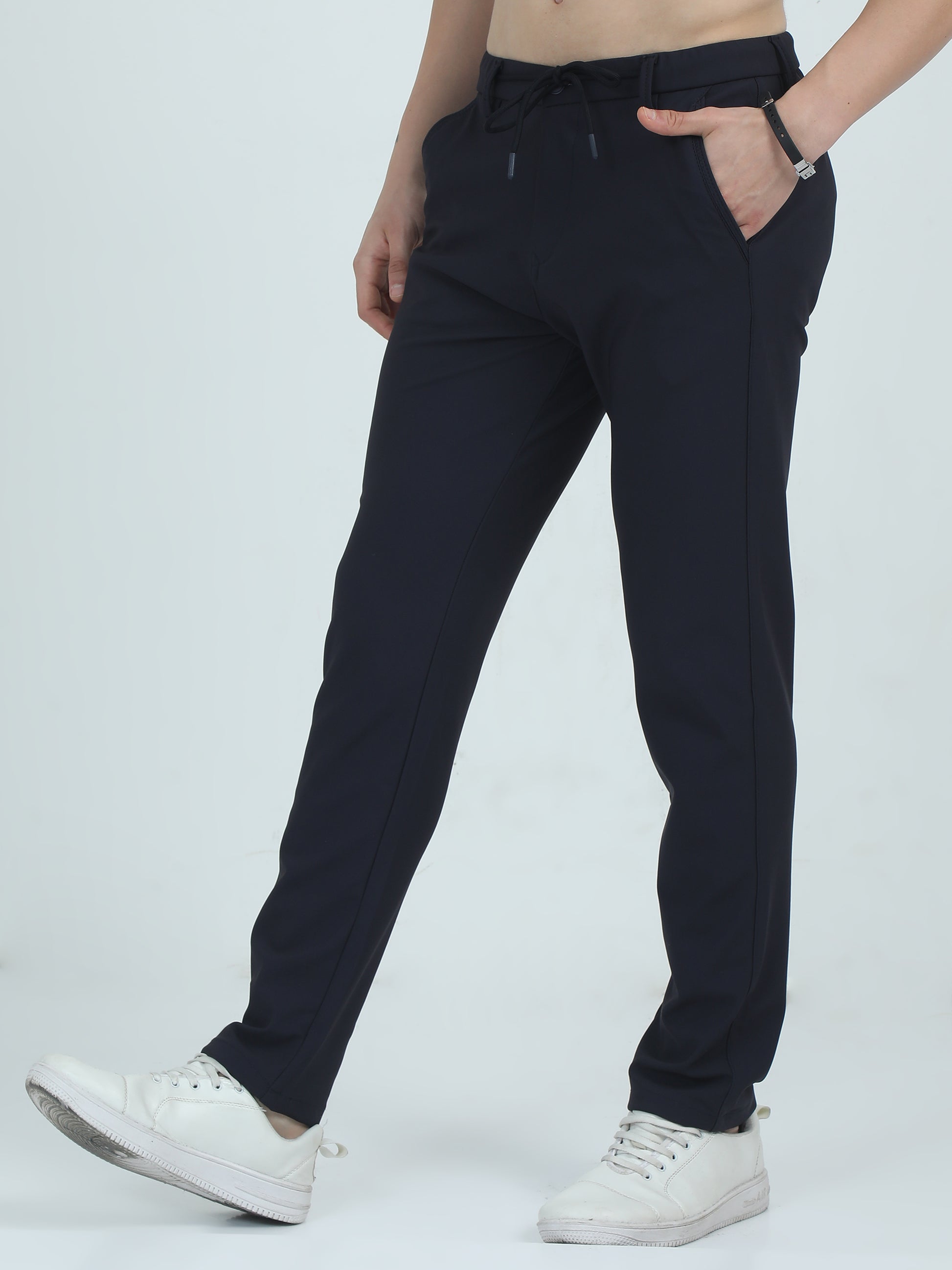 Navy Slim Fit Trousers For Men