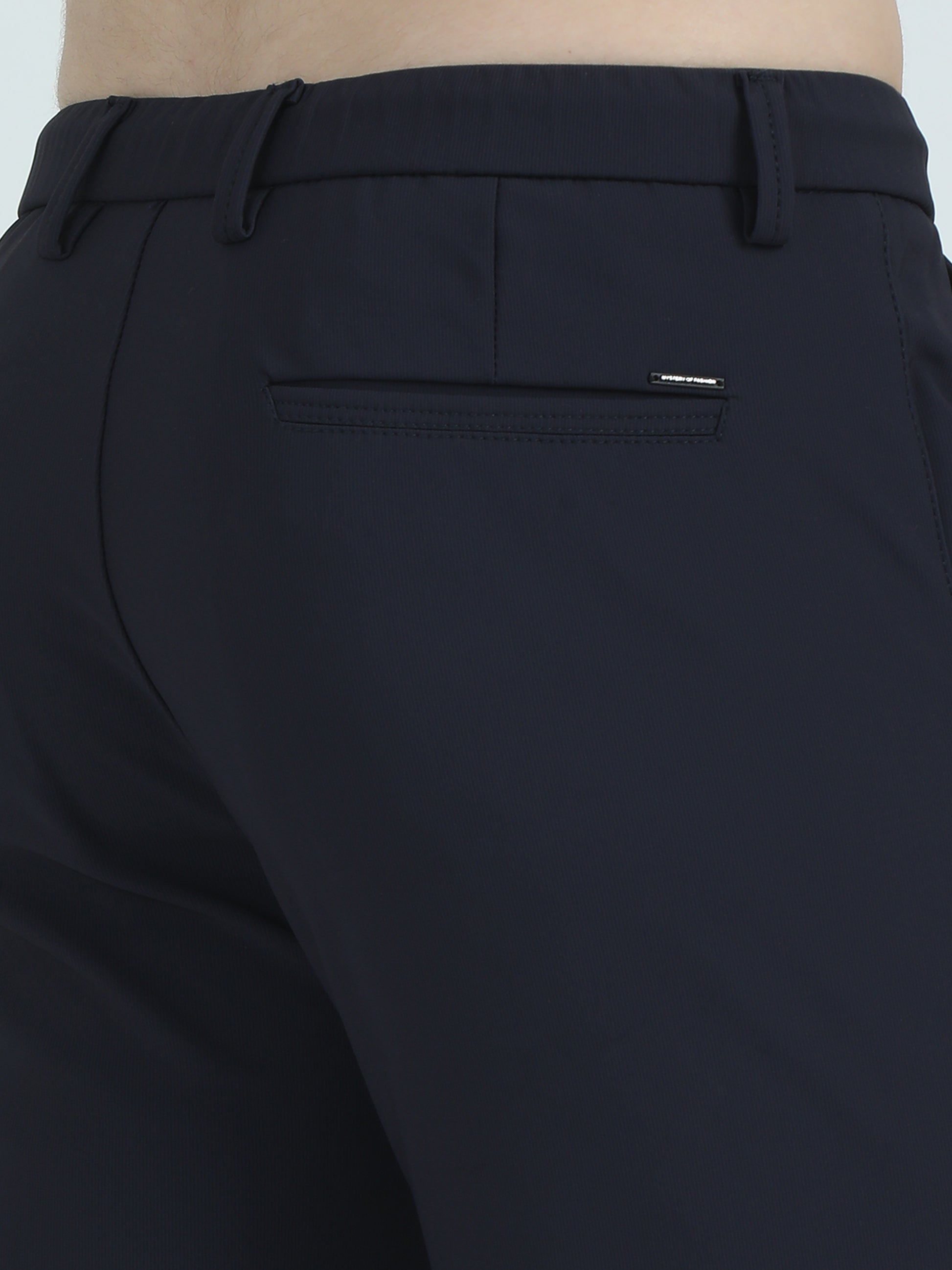 Navy Slim Fit Trousers For Men