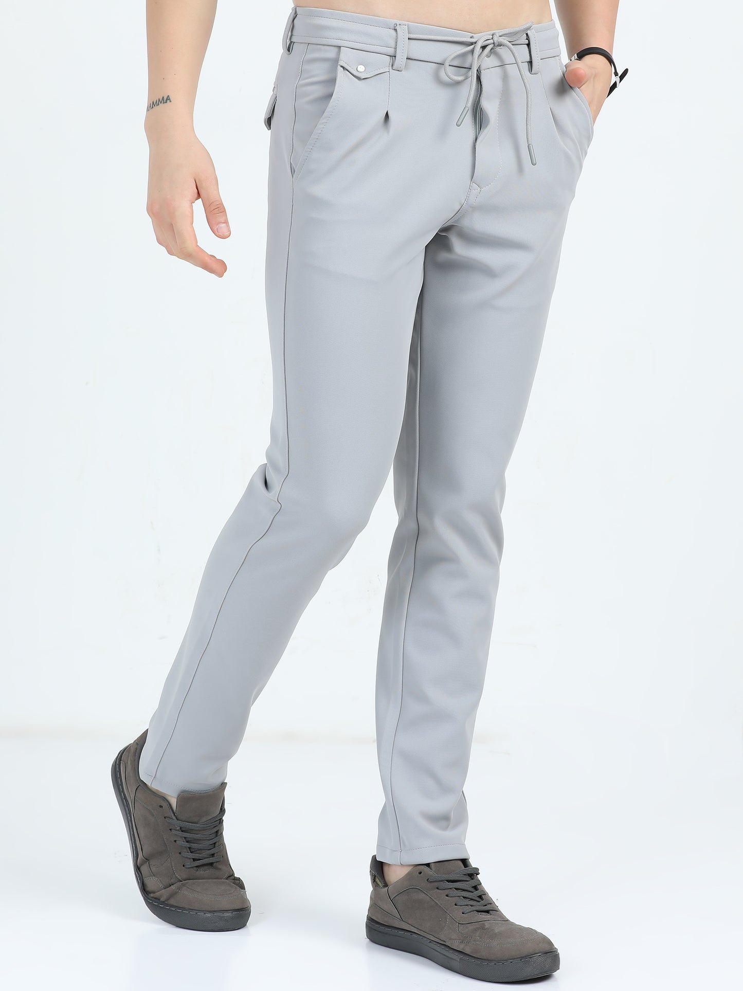 L Grey Slim Fit Trouser