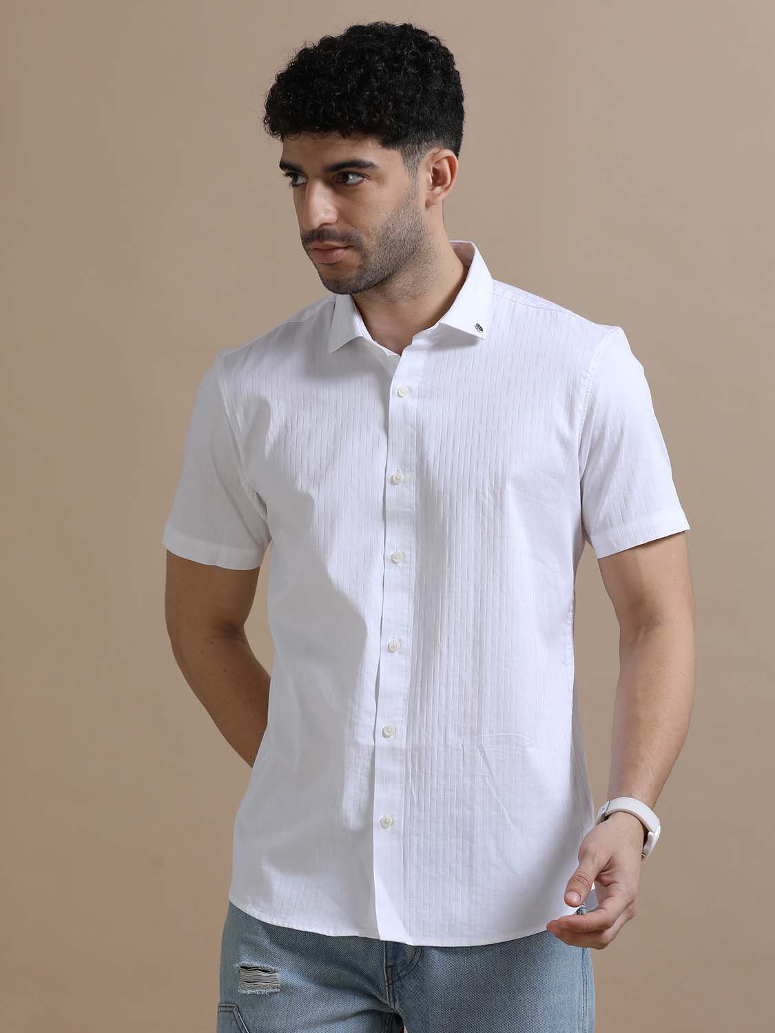  Stylish Pure Basic White Solid Shirt for Men