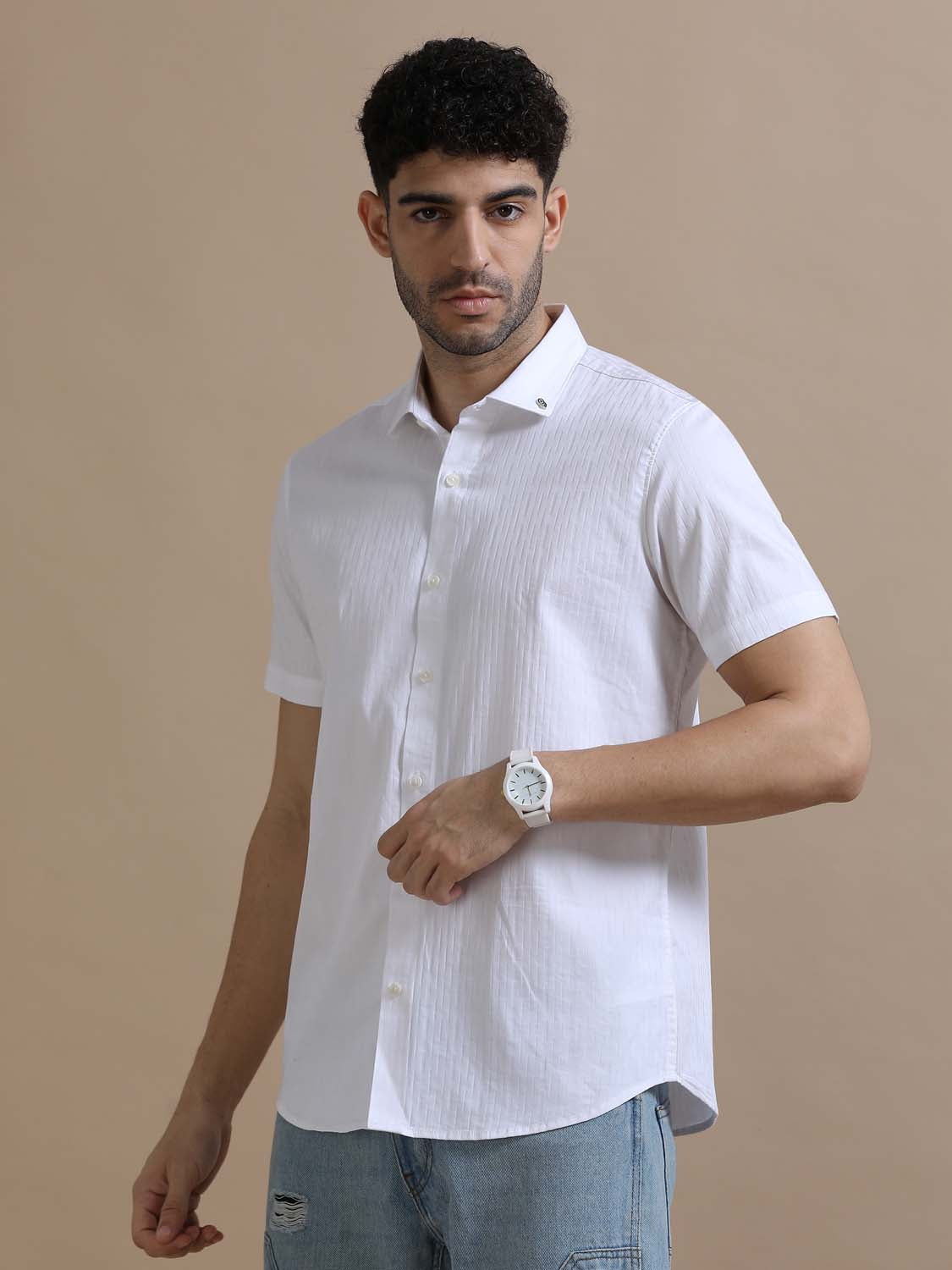  Stylish Pure Basic White Solid Shirt for Men