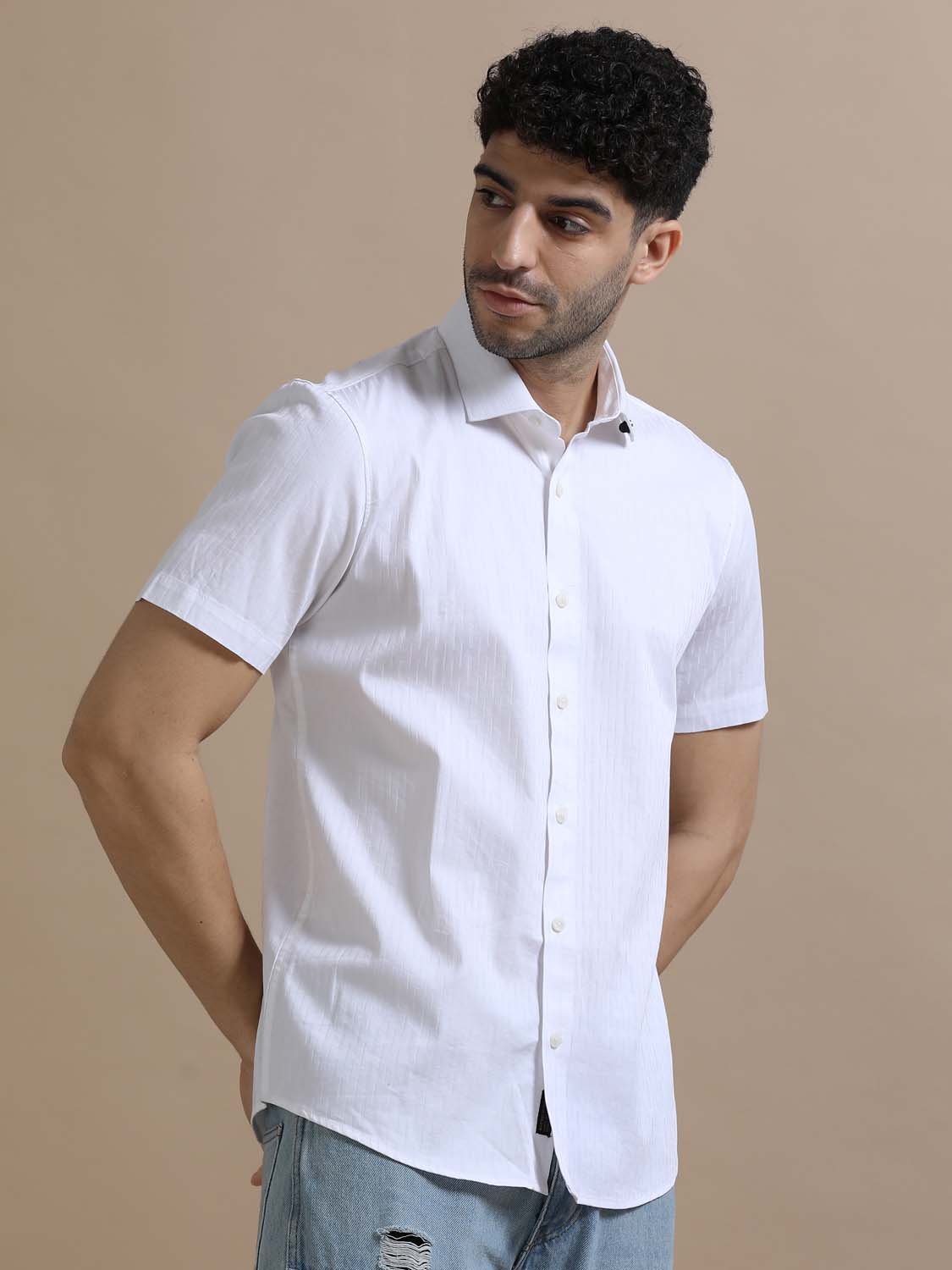  Stylish Pure Basic White Solid Shirt for Men