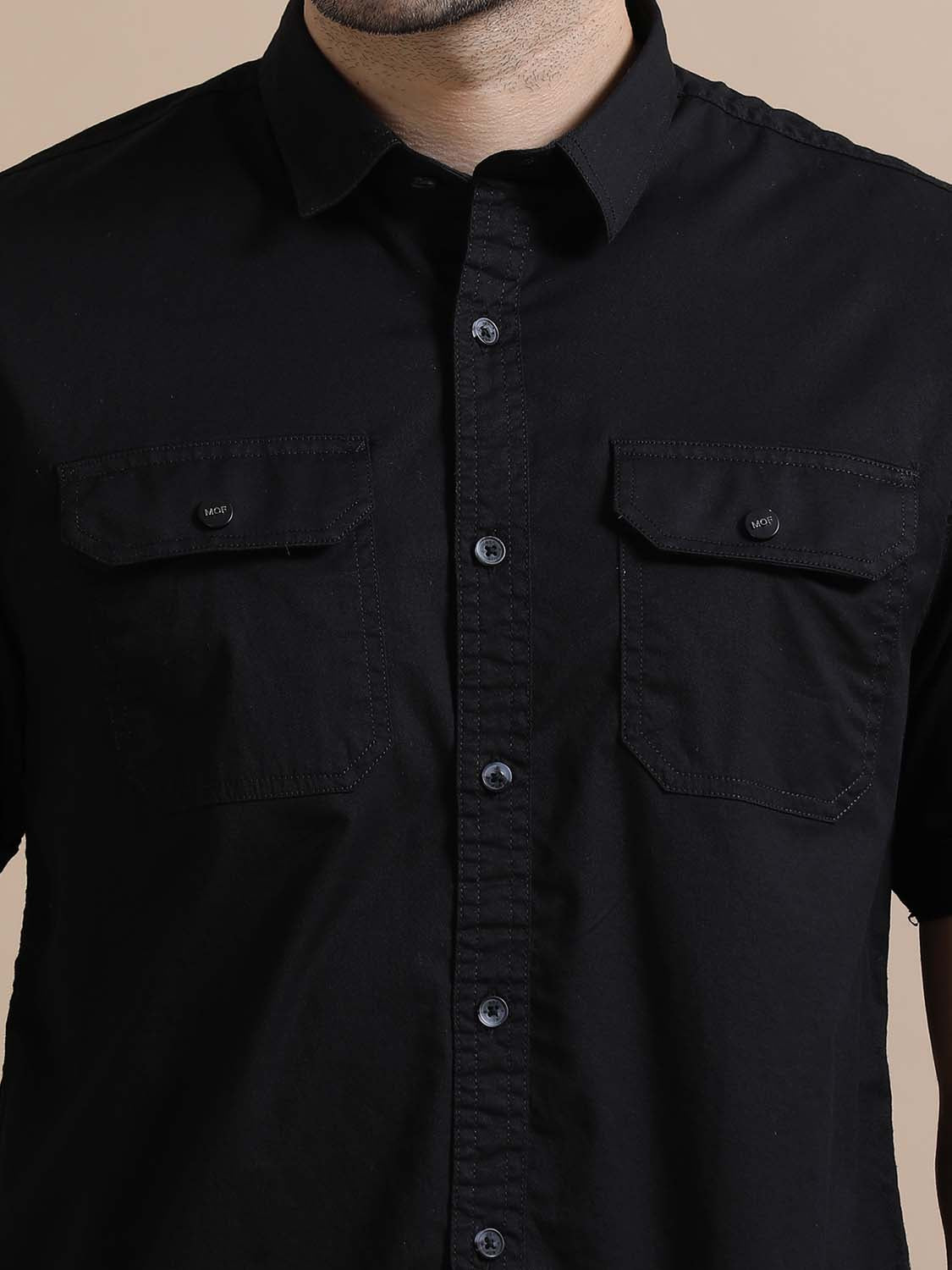 Duo-Digs Black Solid Shirt For Men 