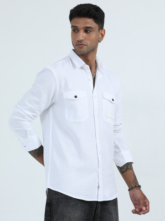 Modern Full Sleeve White Shirt For Men