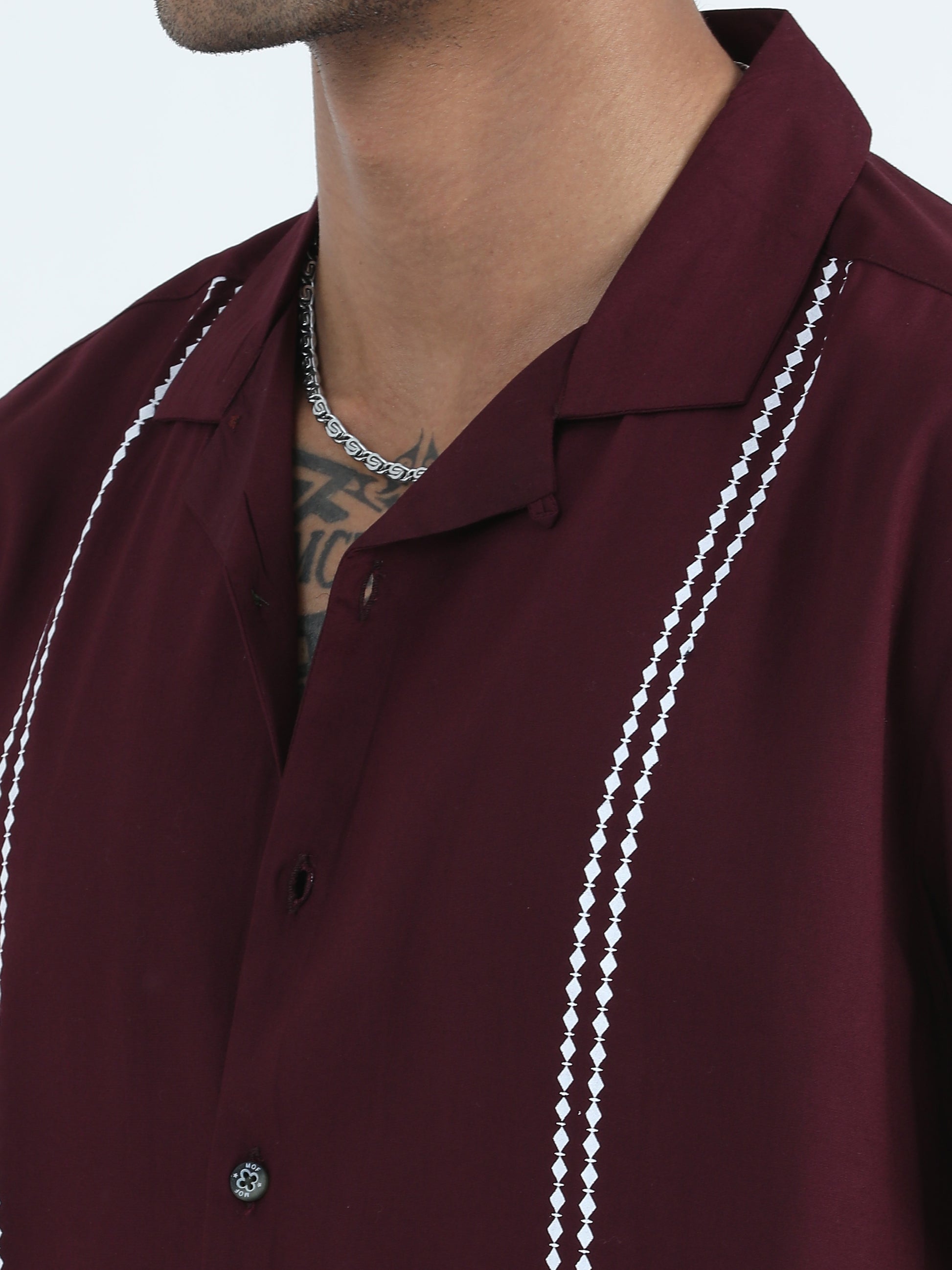 Cotton Viscose Maroon Colour Printed Shirt For Men