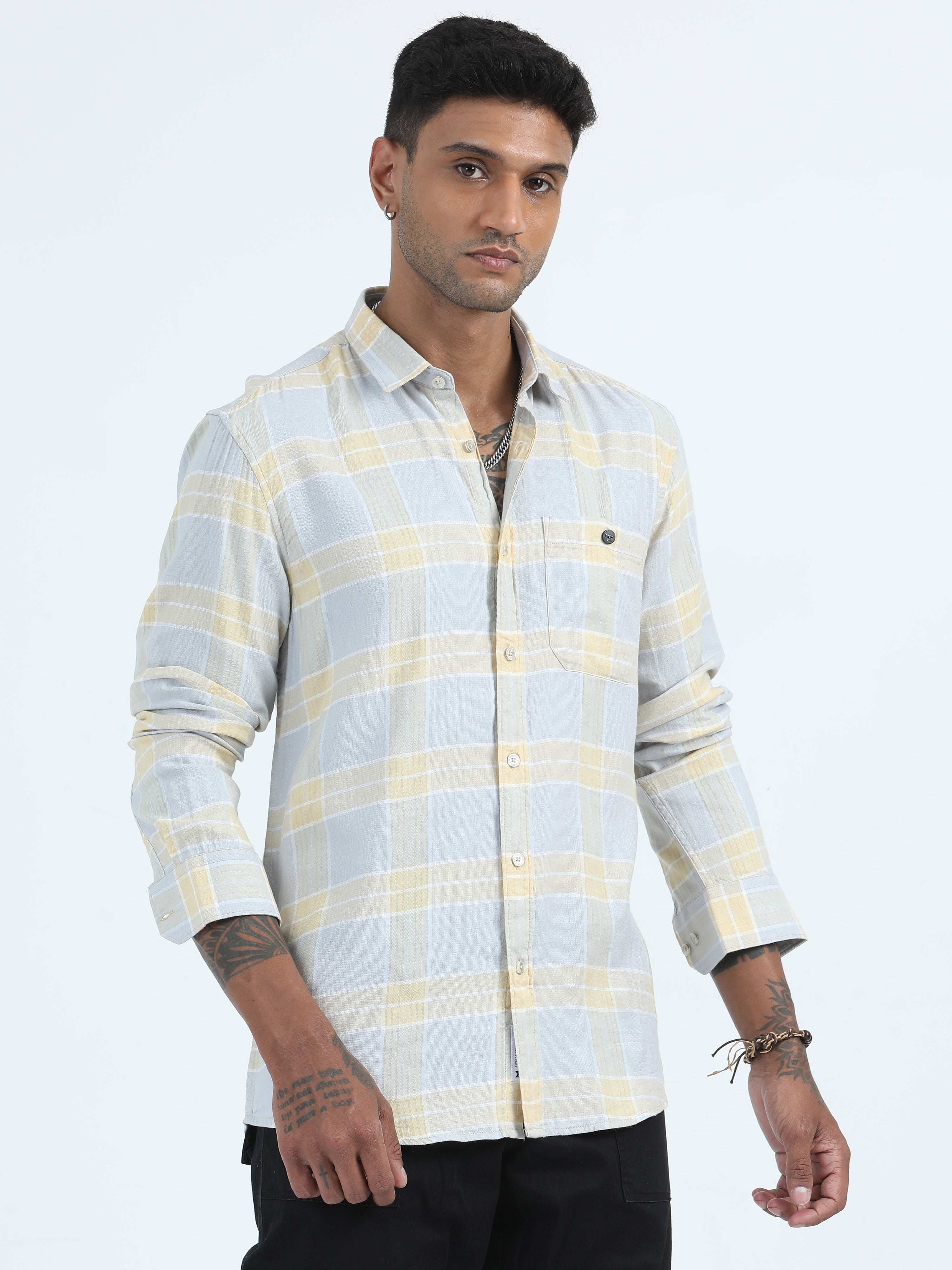 Shop Box Dobby Blue Check Shirt Men Online At Great Price