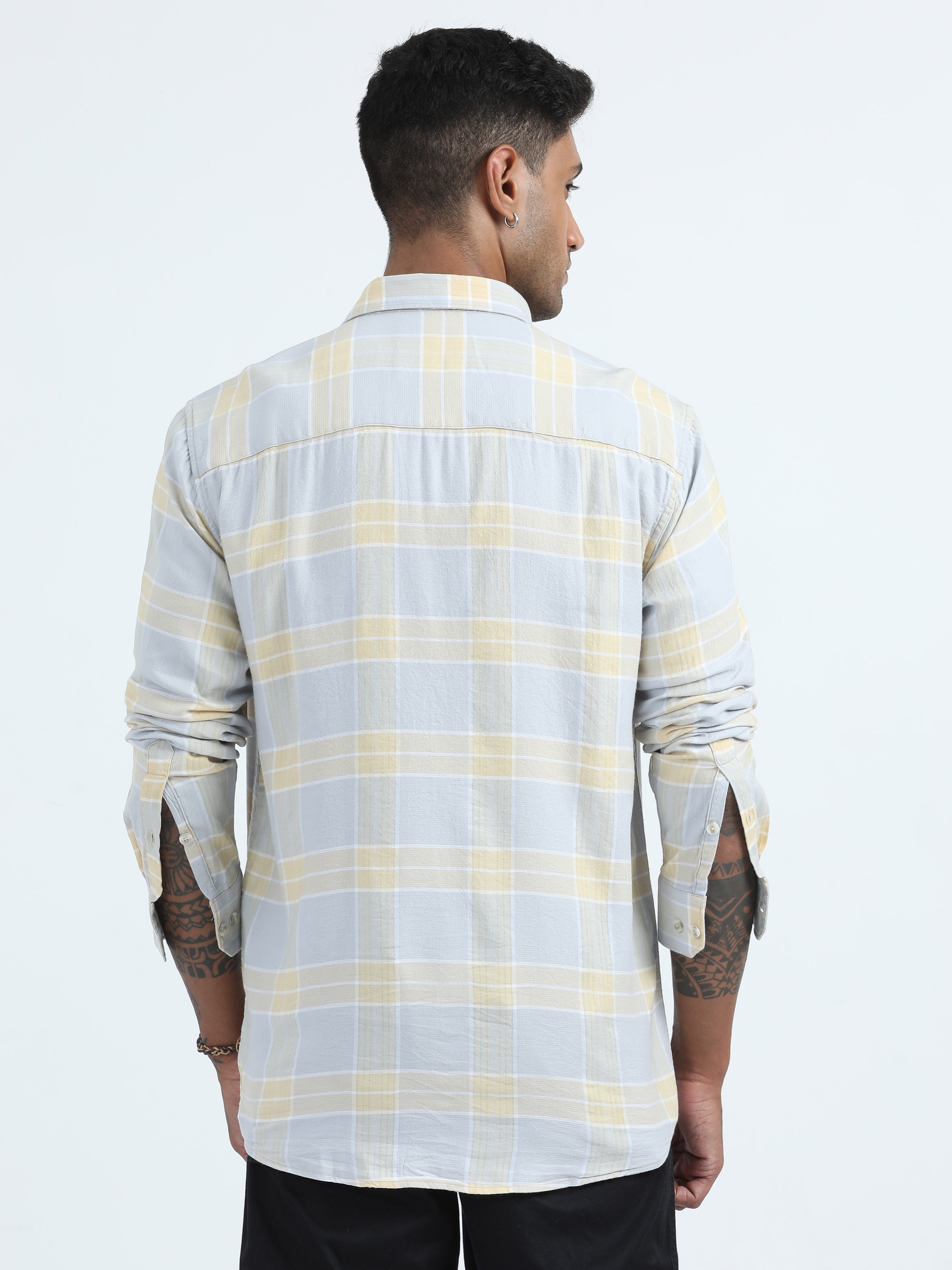 Shop Box Dobby Blue Check Shirt Men Online At Great Price
