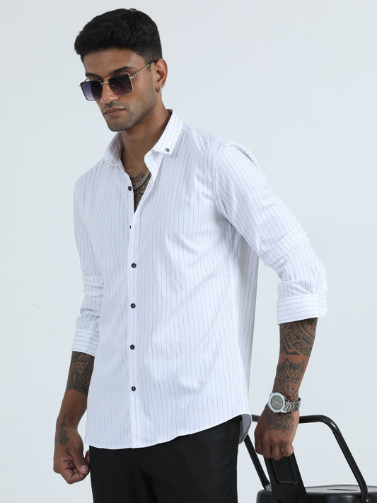 Bamboo Stripe solid shirt -White