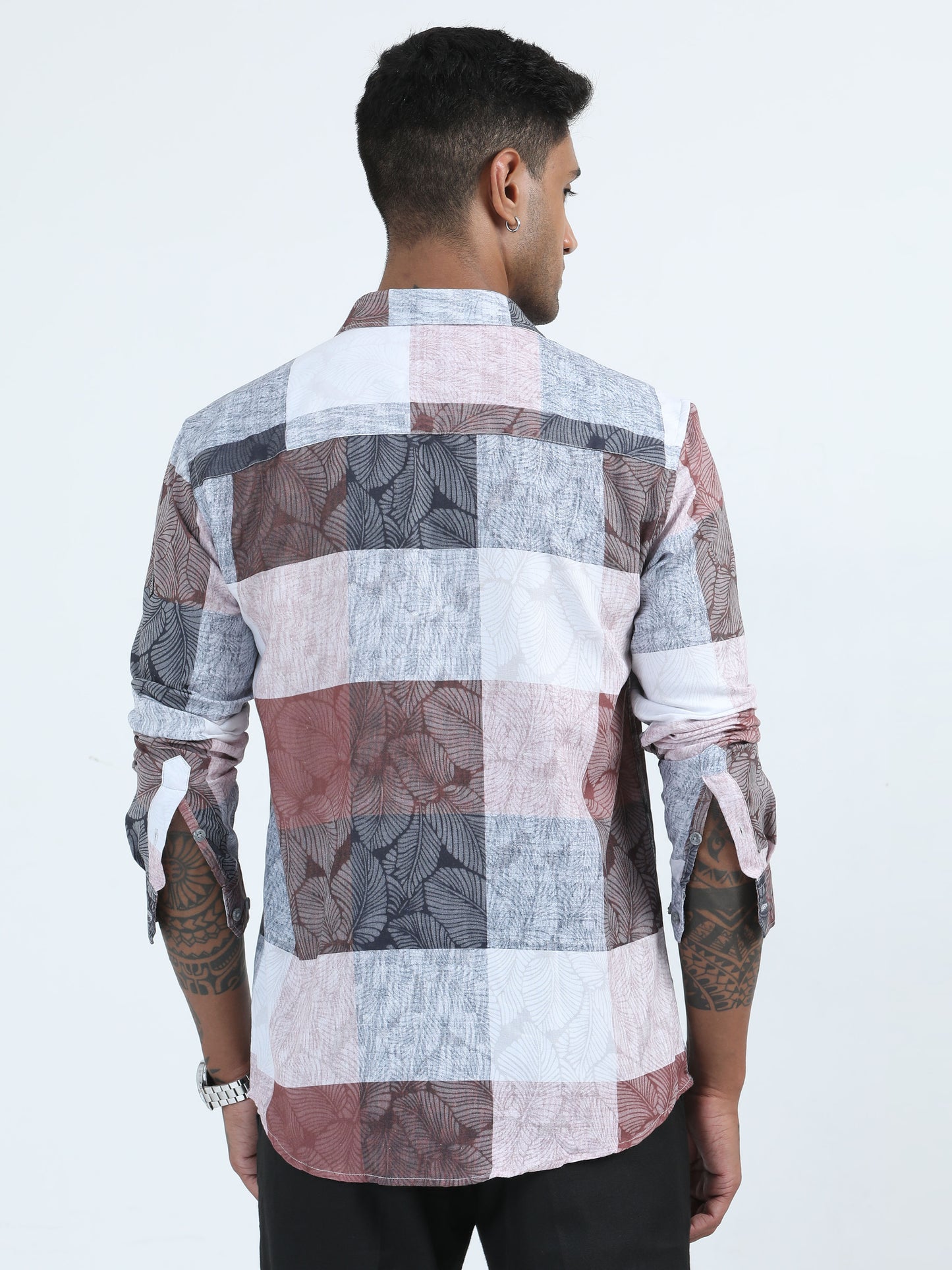 Dobby Laser Print Shirt - Brown