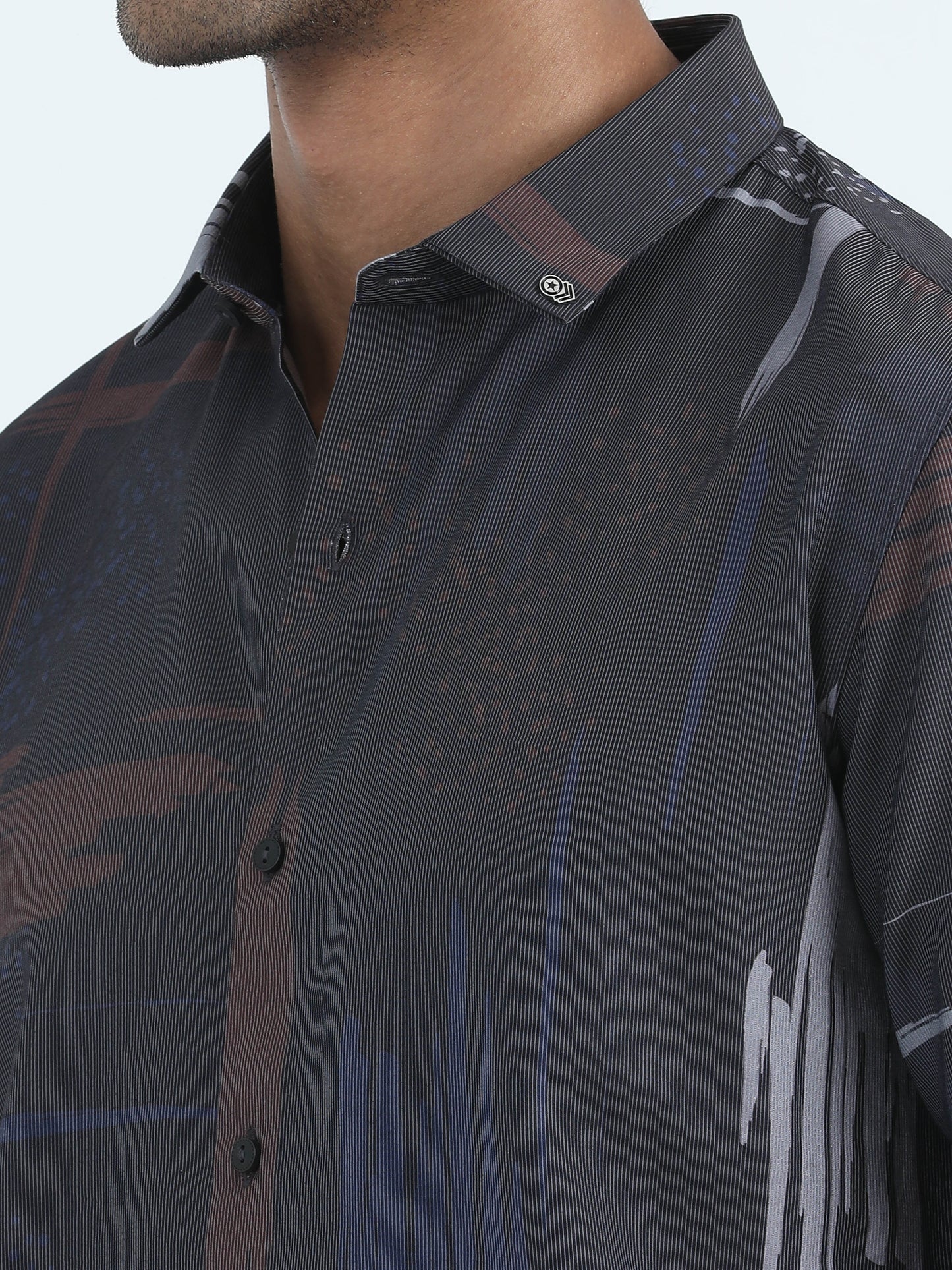 Rust Nylon Digital Printed Shirt For Men