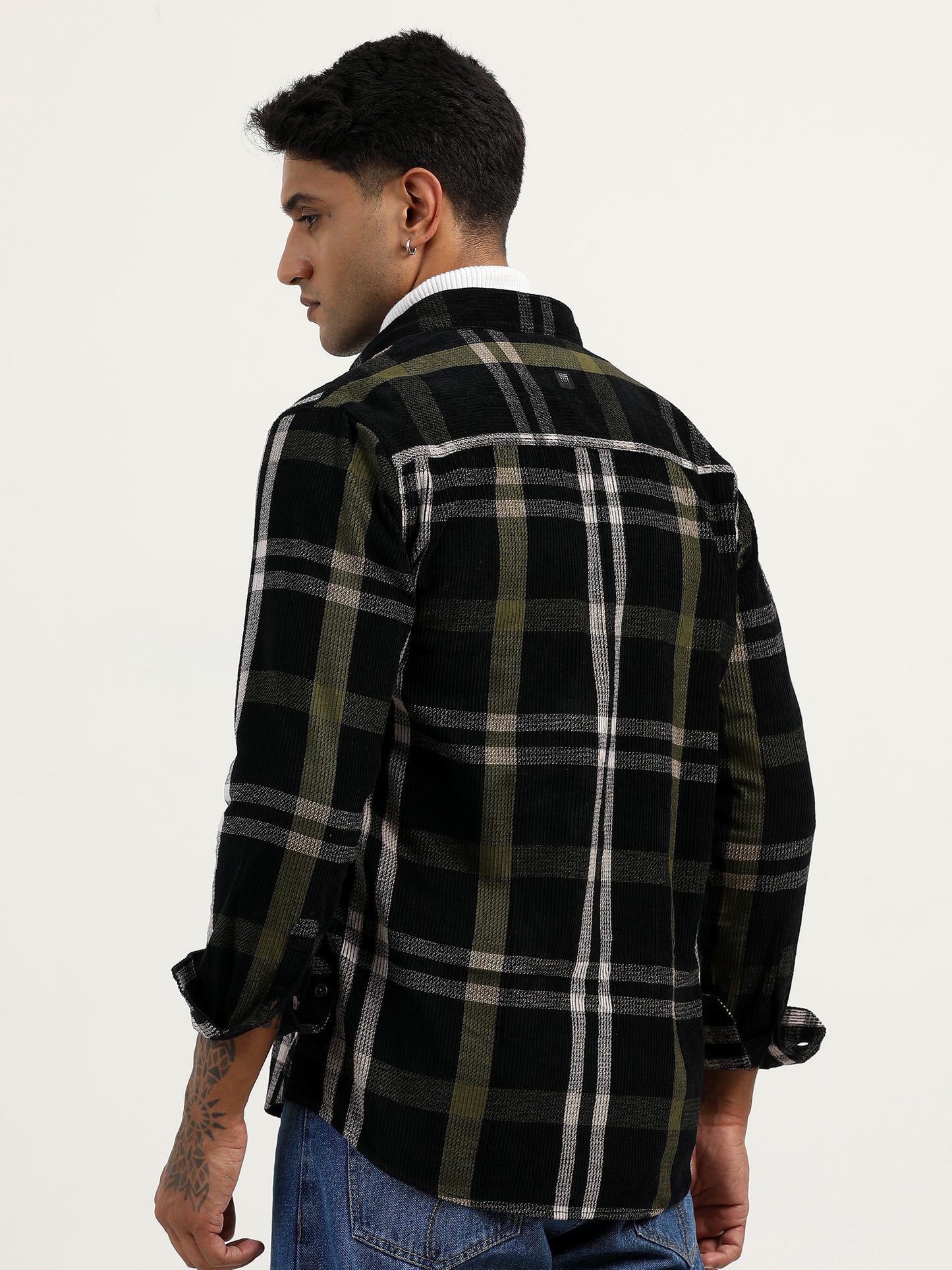  Corduroy Printed Navy Shacket Checked Shirt ​