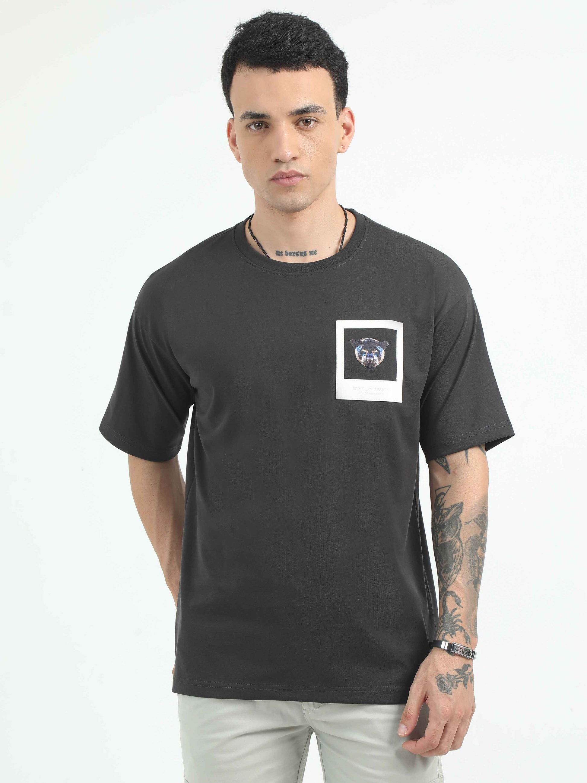  Black Bomb Puff Printed T Shirt For Men 