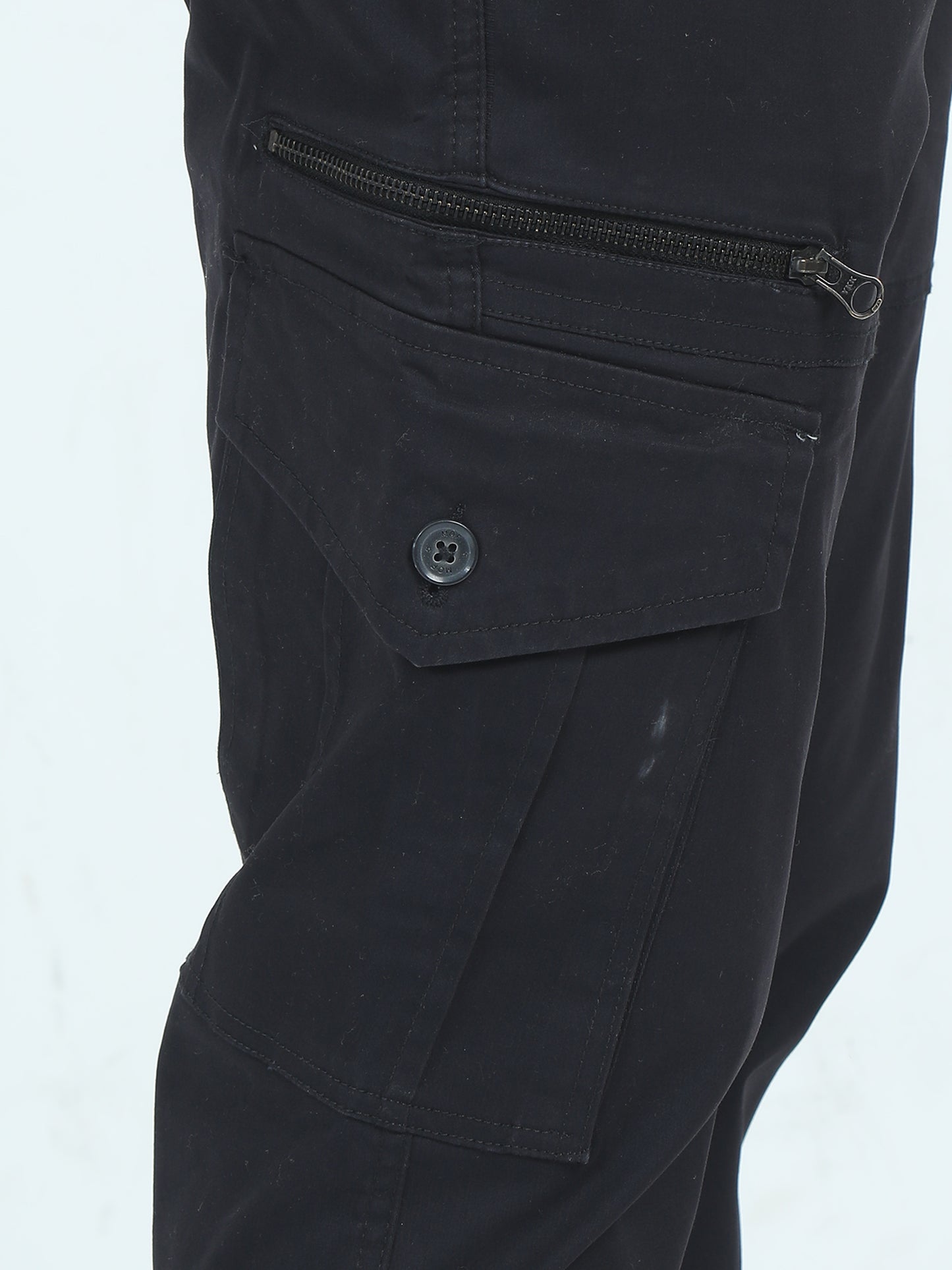 Twill Peach Cotton Mens Cargo Black Trousers