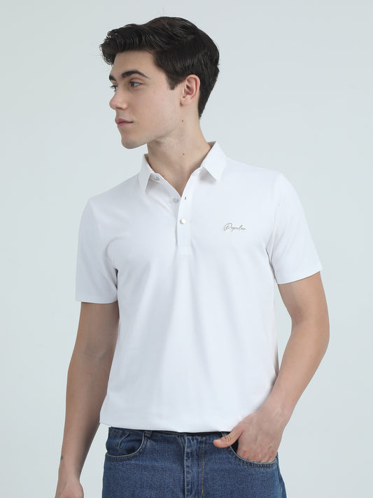 Seamless White Slim Fit Polo Tshirt