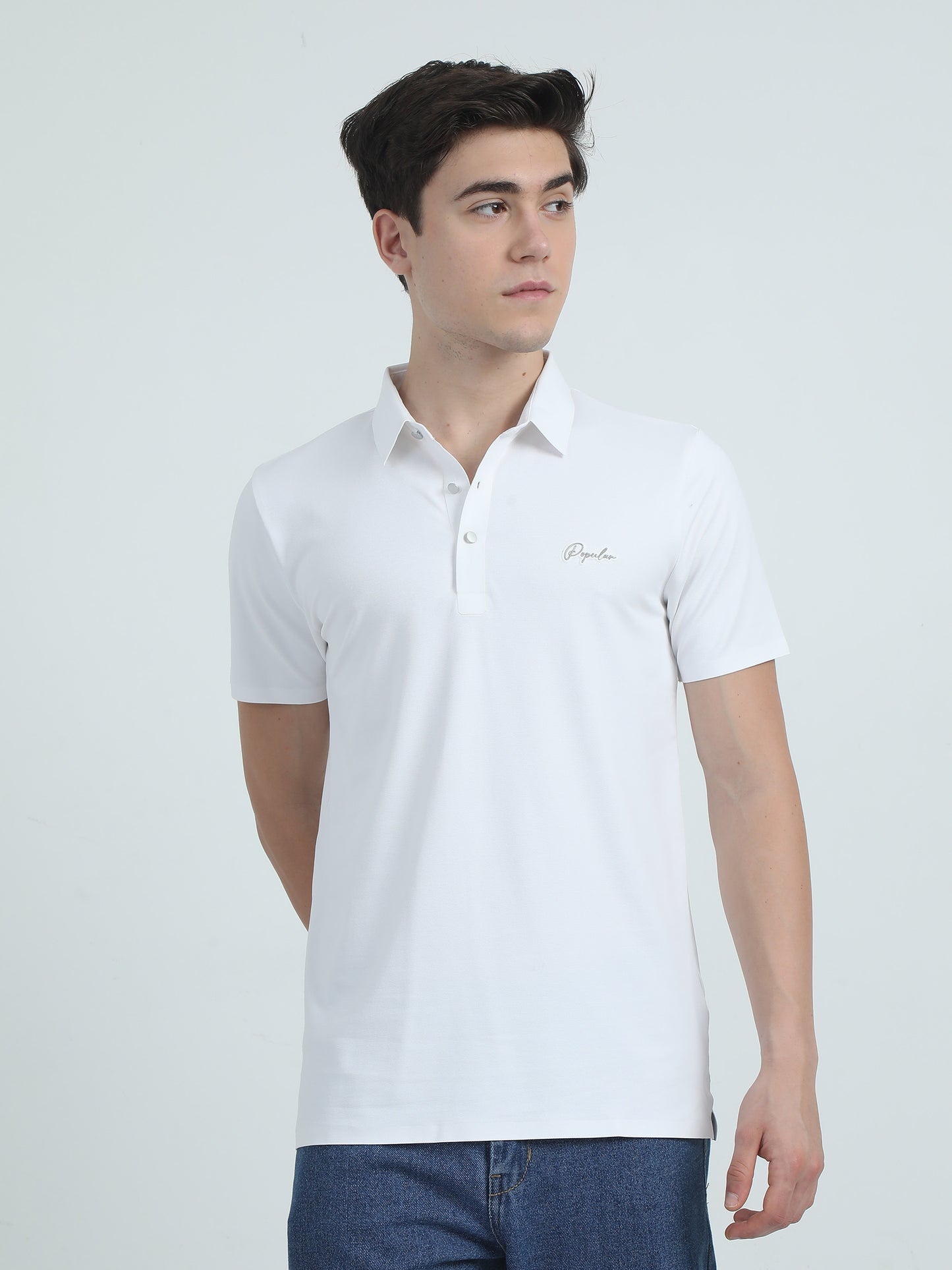 Seamless White Slim Fit Polo Tshirt