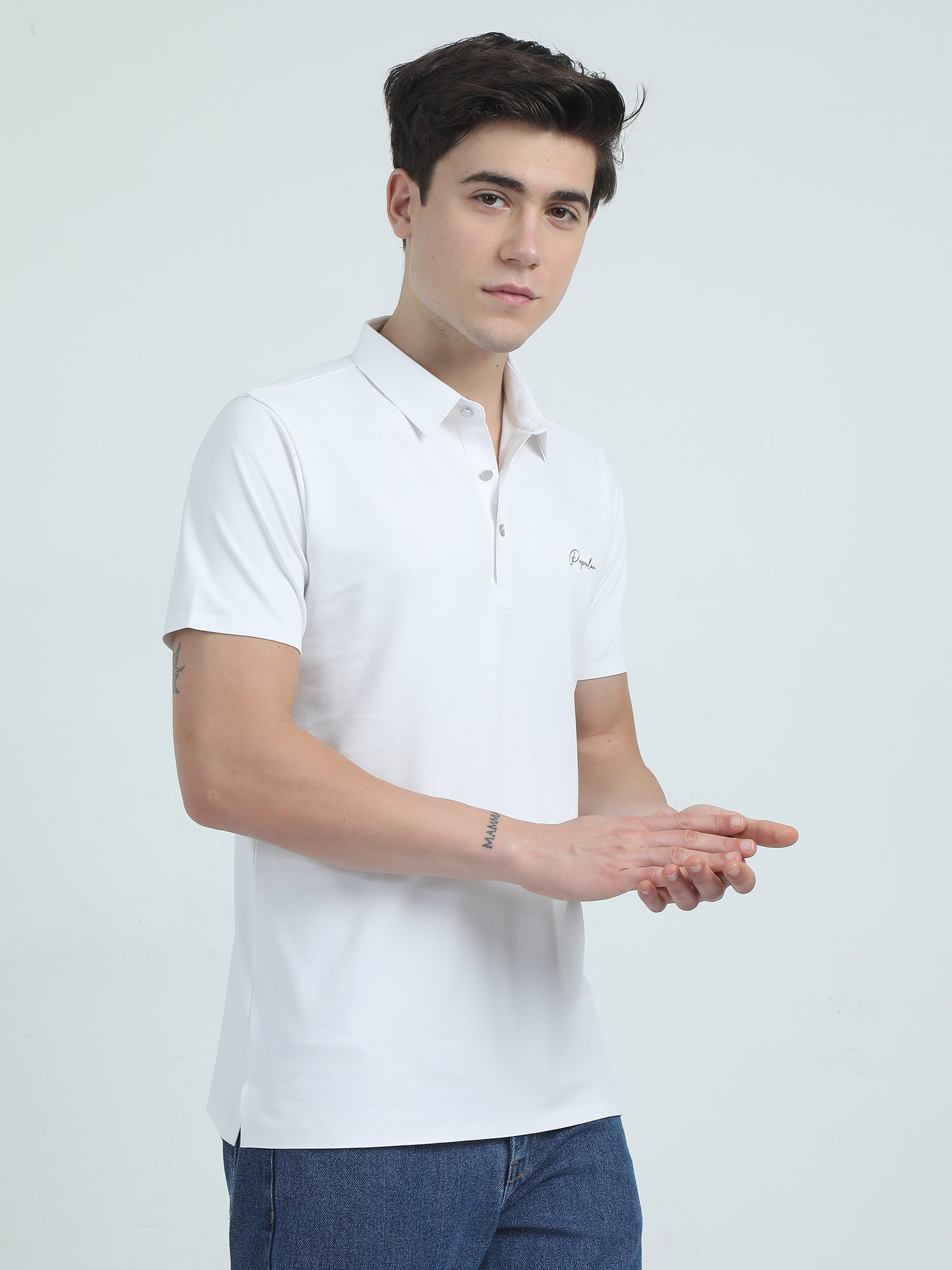 Seamless White Slim Fit Polo Tshirt