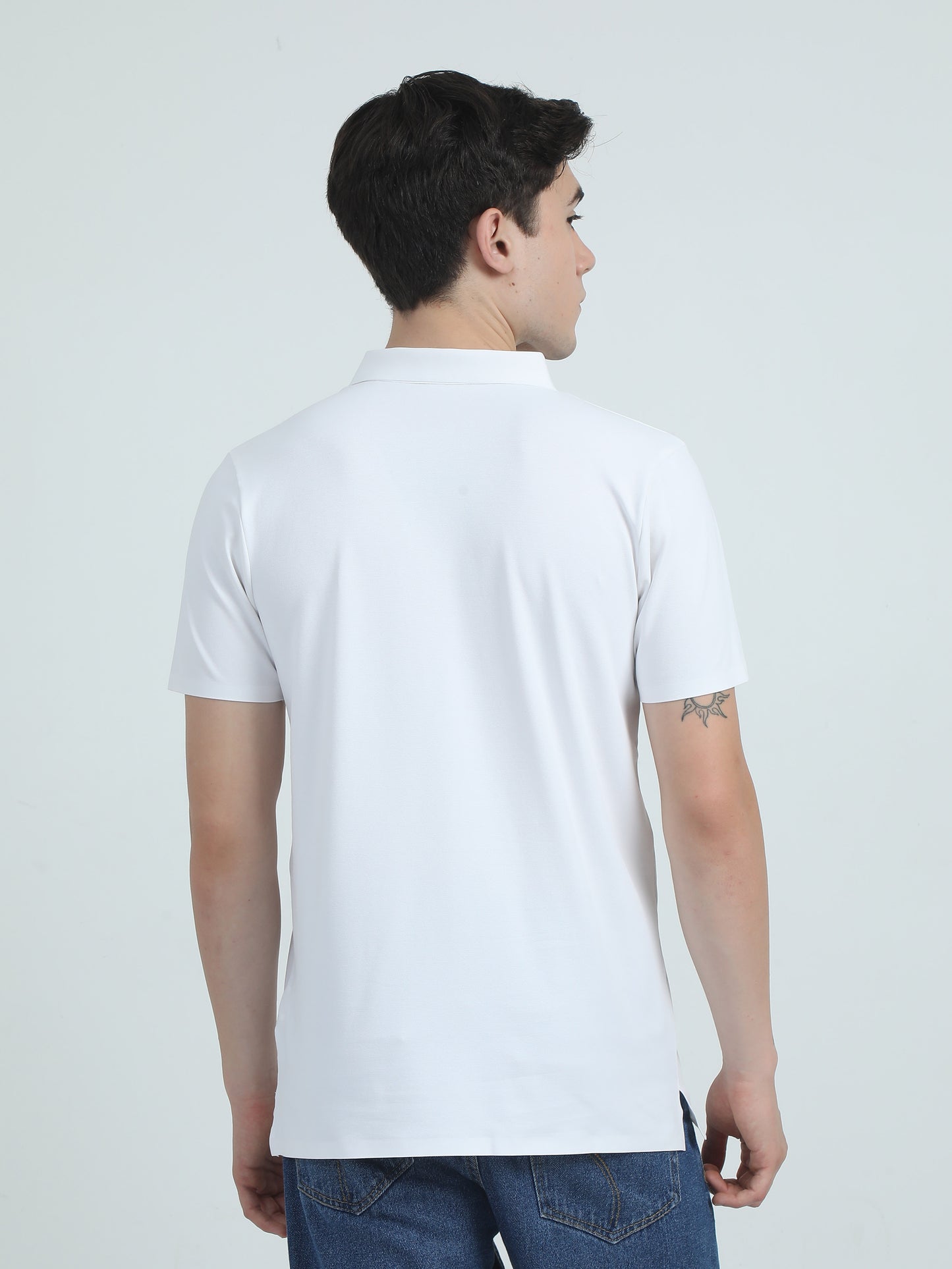 Seamless White Slim Fit Polo Tshirt