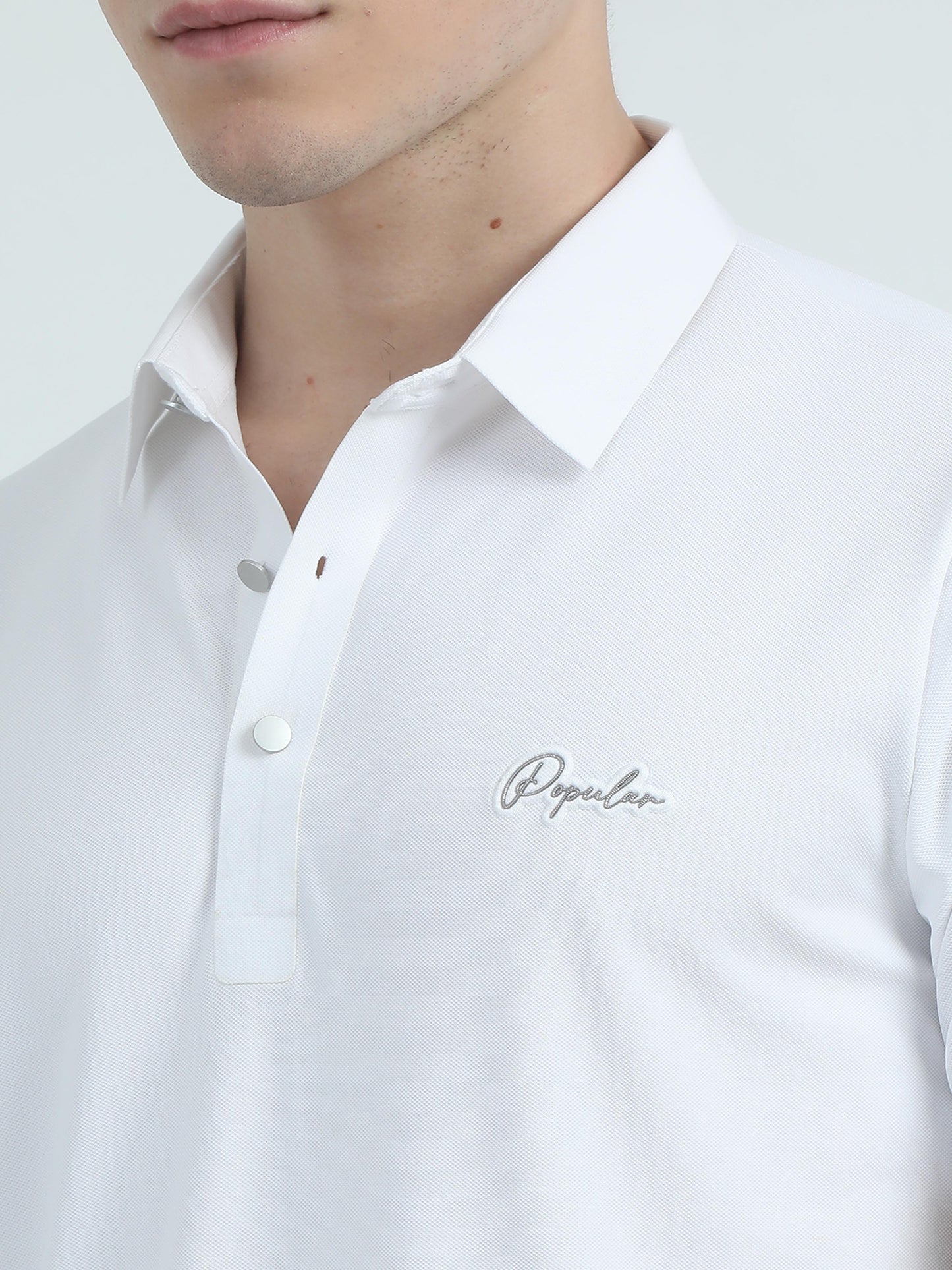 Seamless White Slim Fit Polo Tshirt