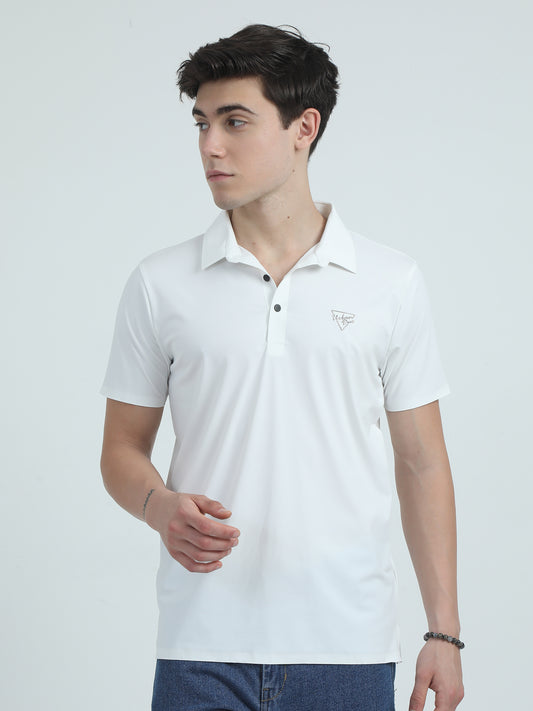 Seamless Slim Fit White Polo​ T Shirt For Men