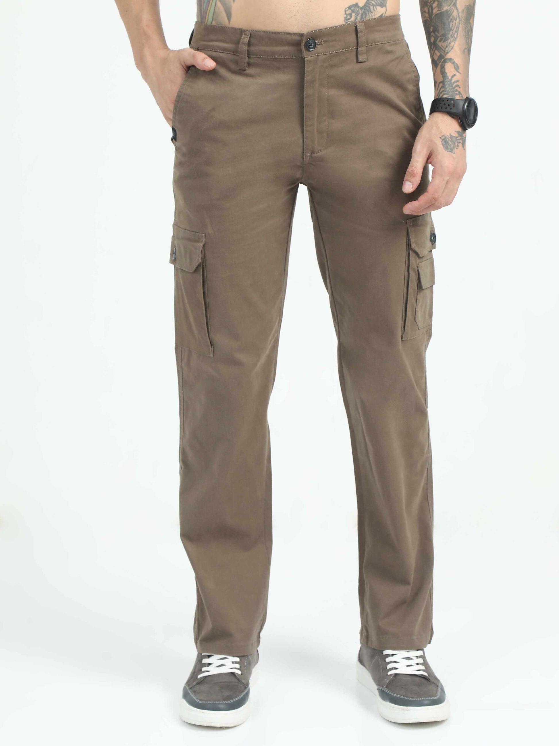 Shop Brown Relaxed Fit Cargo Pants Mens Online In India