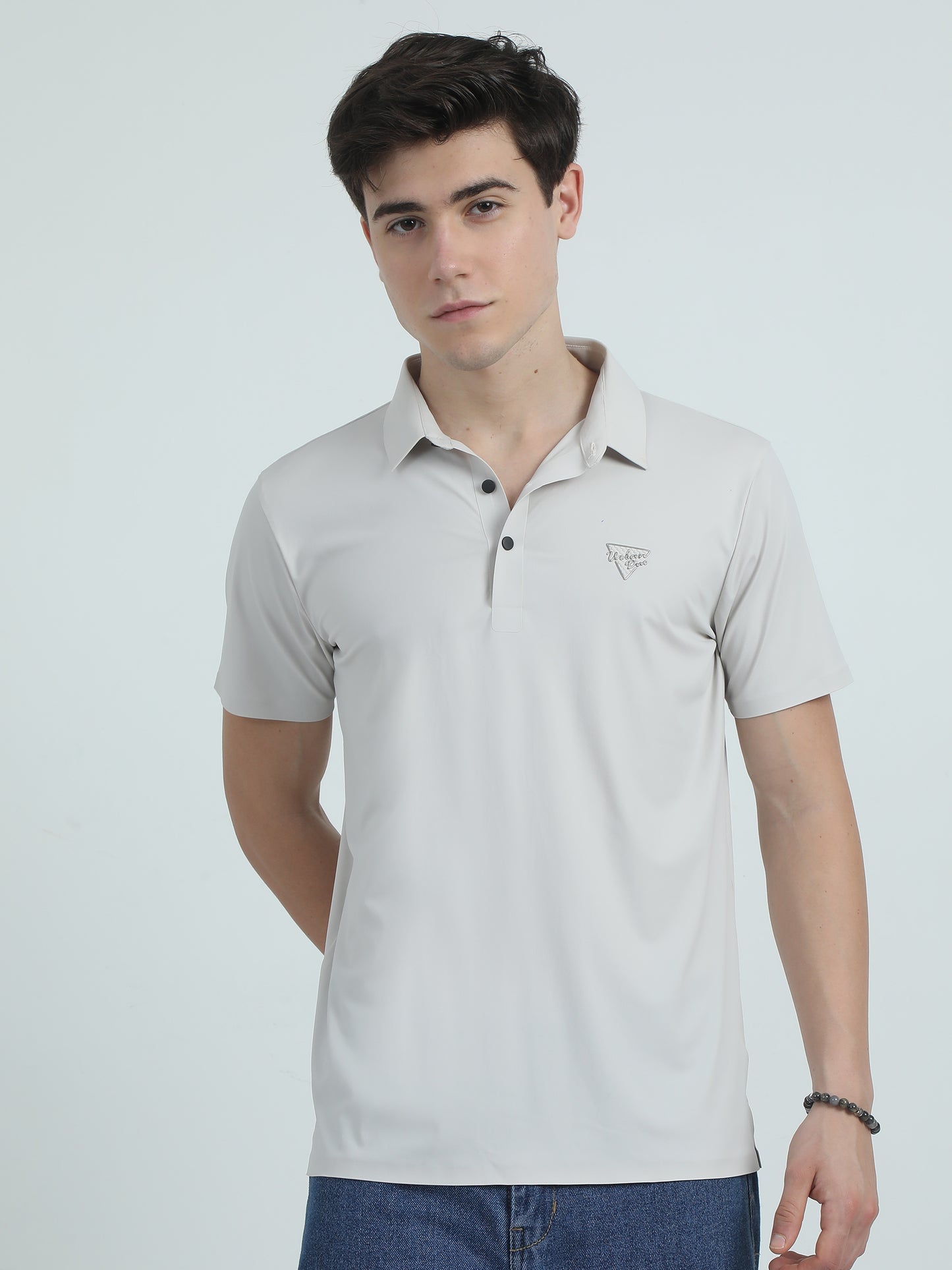 Seamless Cream Slim Fit Polo Tshirt