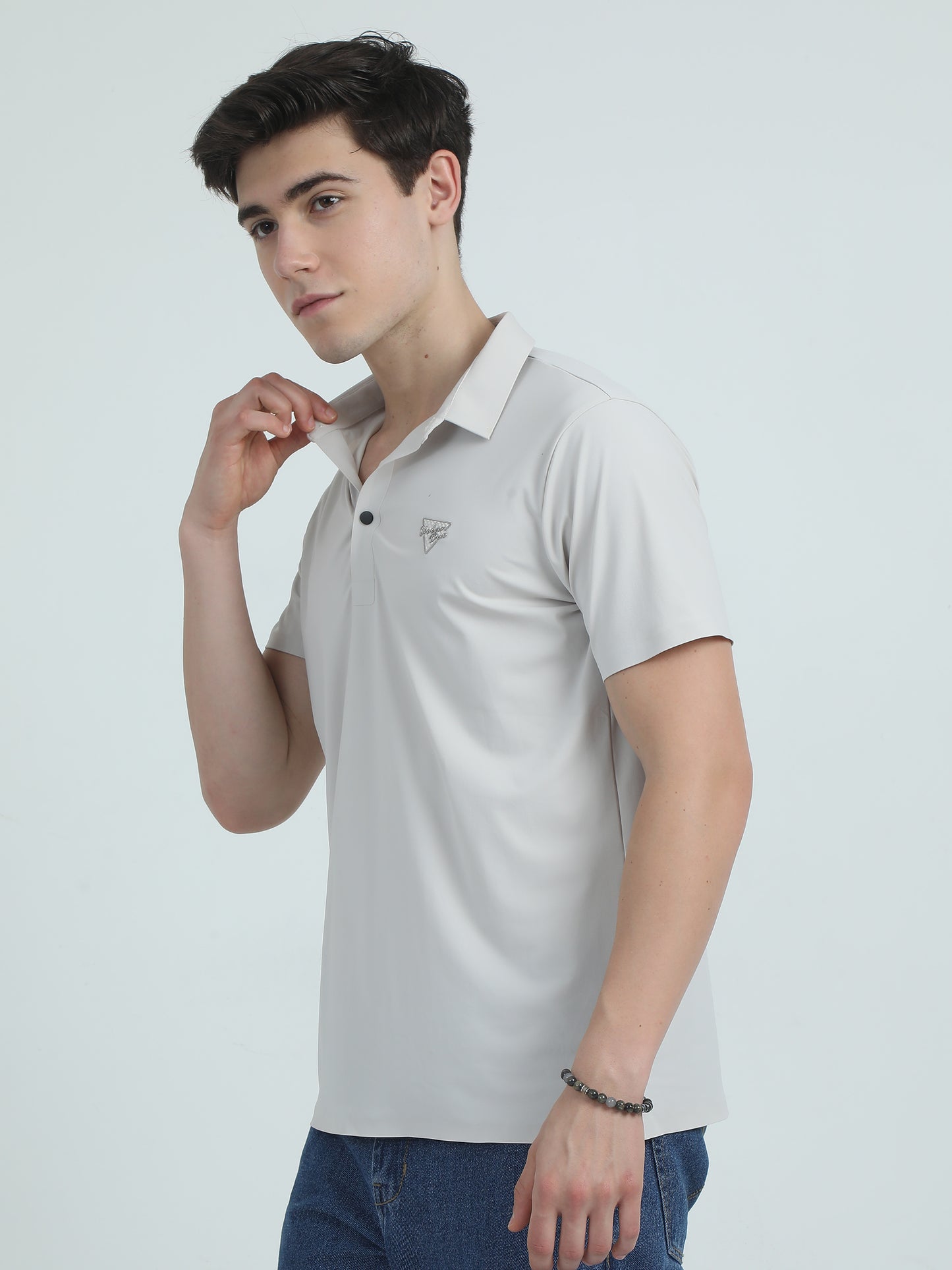 Seamless Cream Slim Fit Polo Tshirt