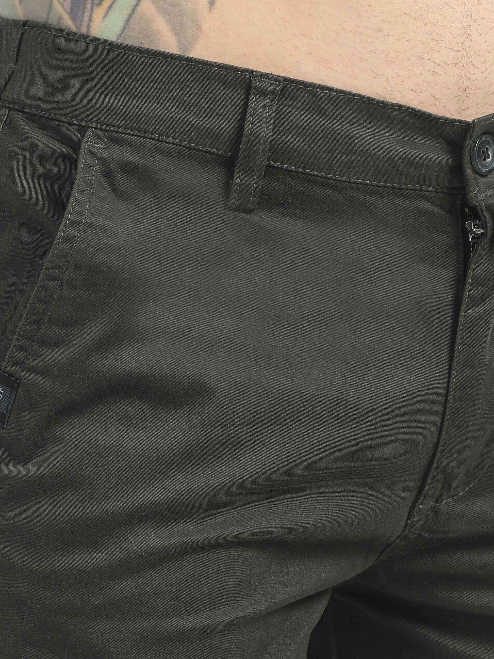 Relaxed Fit Dark Olive Cargo Pants For Men