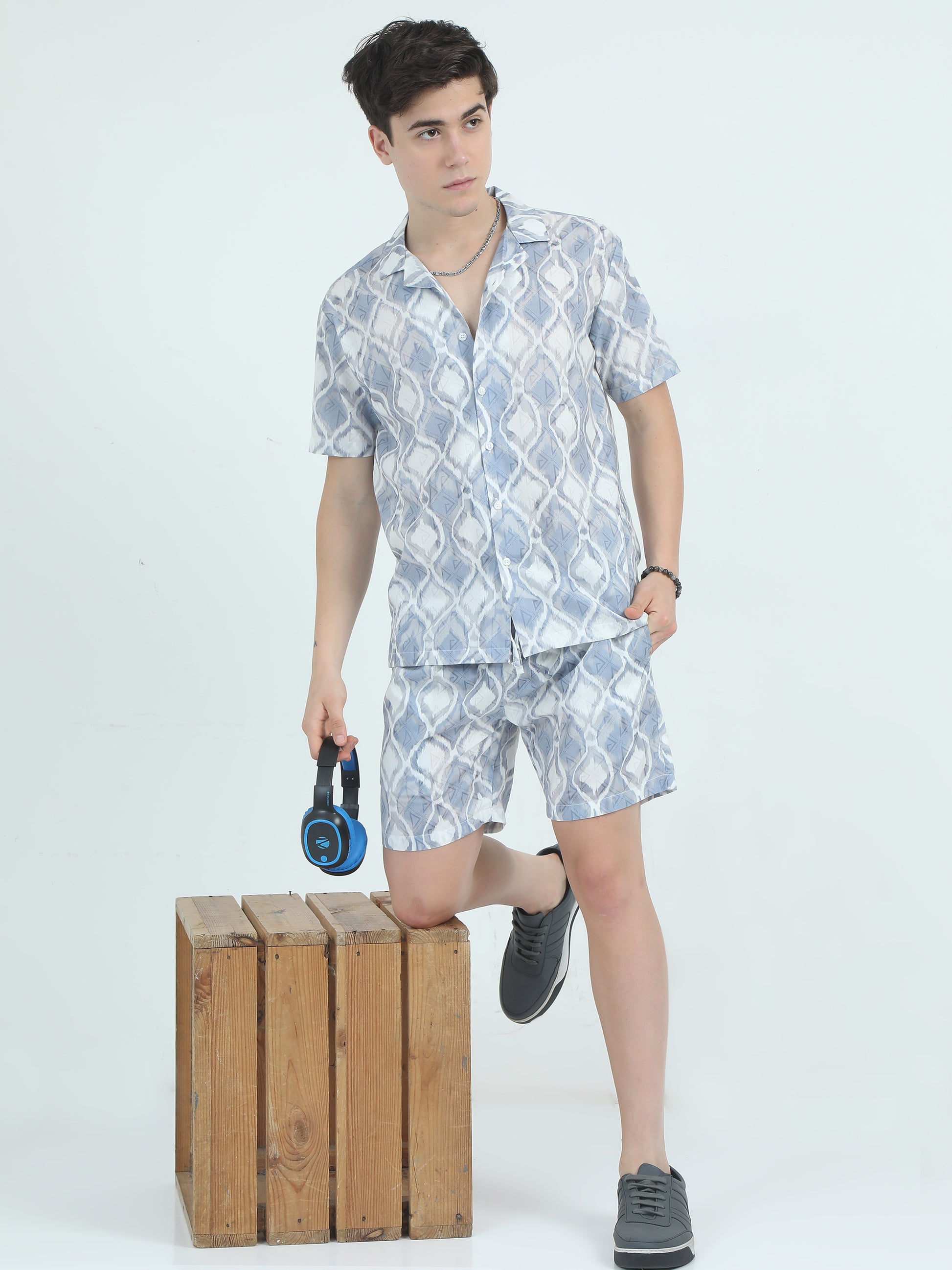 Shop Viscose Printed Blue Night Suit For Men Online in India