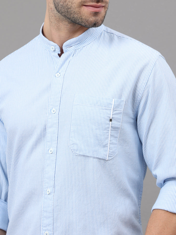  Edge Water Vertical Striped Shirt Full Sleeve for Men