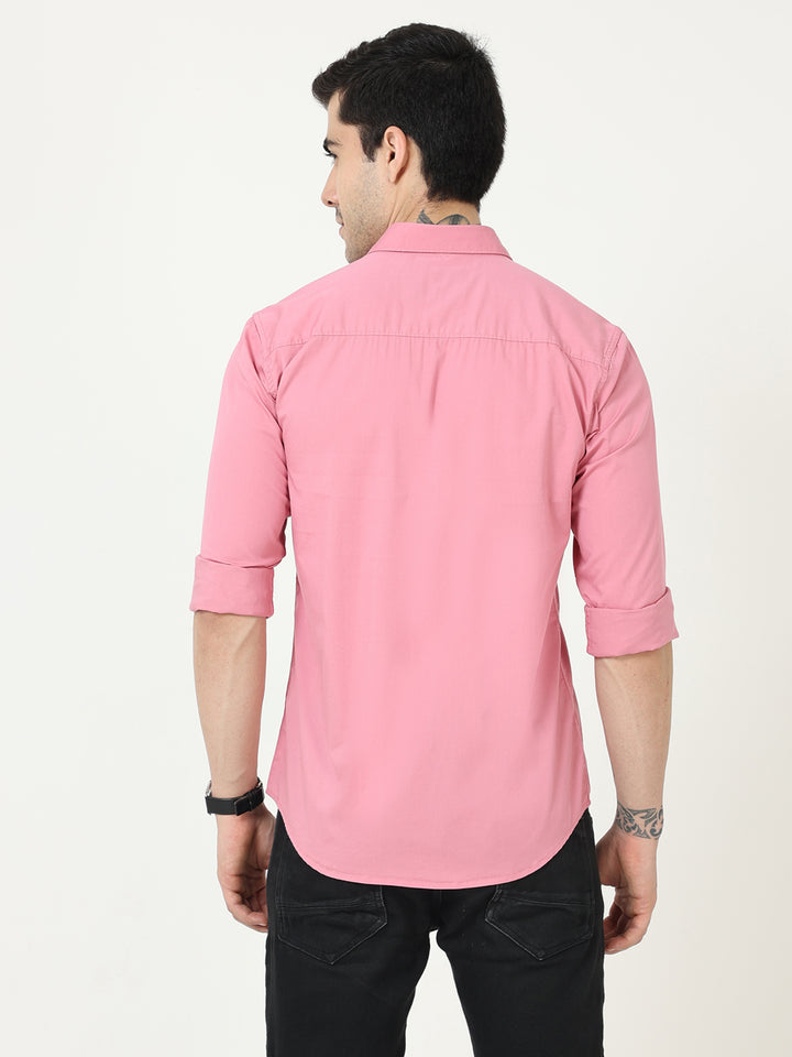 Pink Men's Shirt With Zipper Pocket 