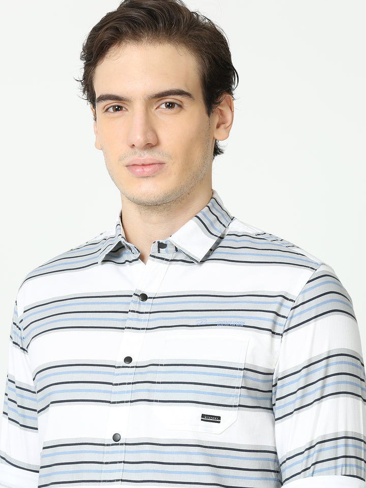 White and grey stripe casual shirt
