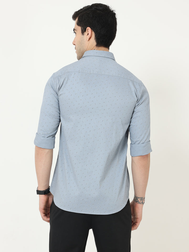 Sliver Blue Designer Printed Shirts for Men
