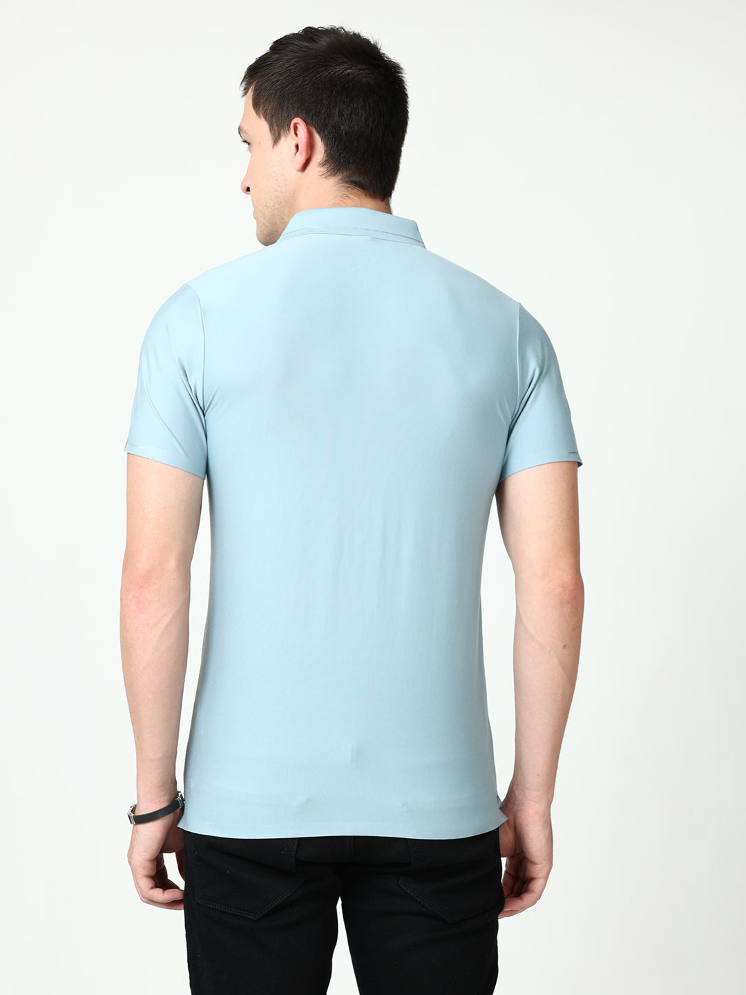 Trendy Seamless Jet Stream mens blue polo shirt