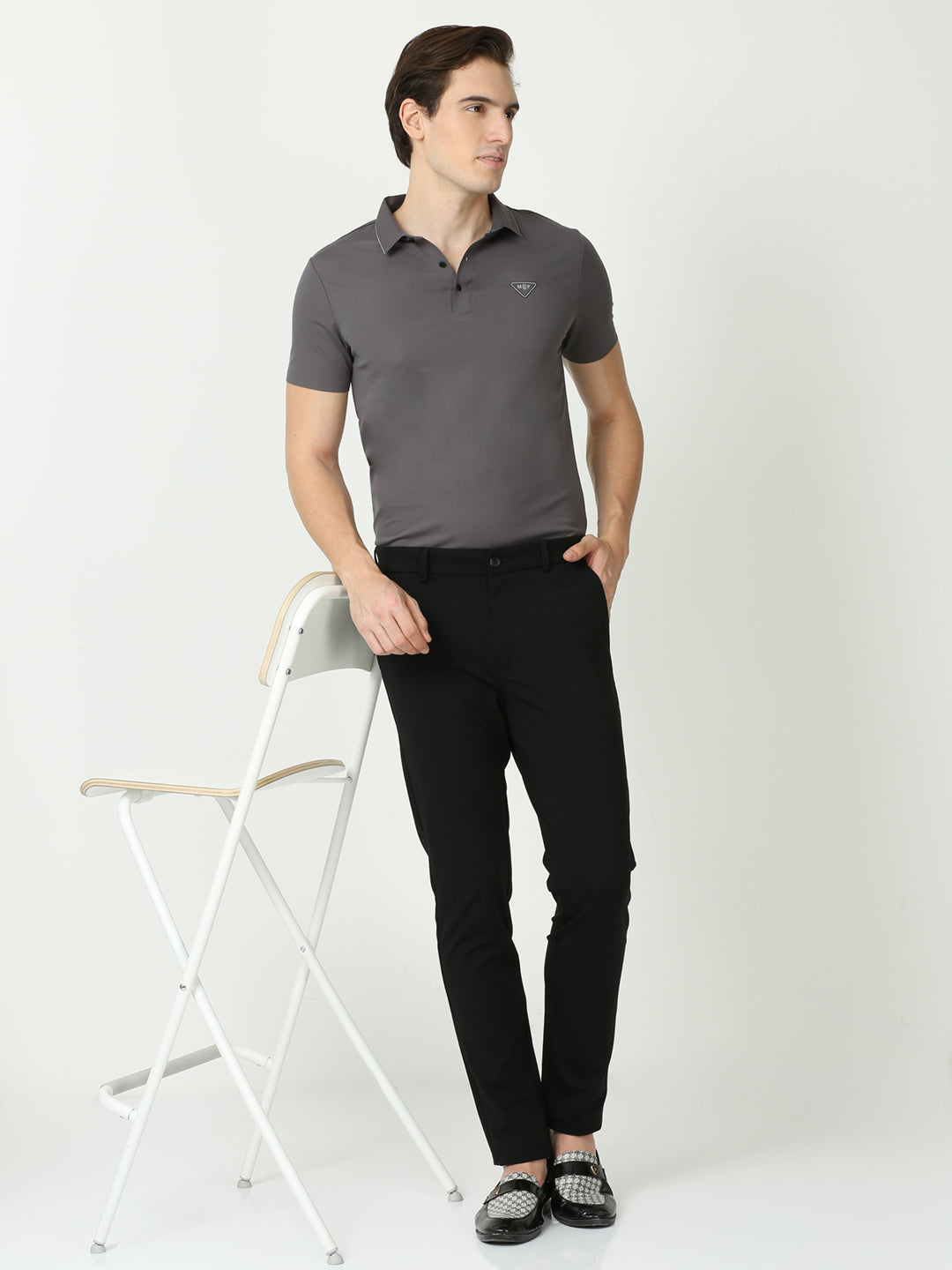 Seamless Carbon Grey Polo Tshirt for men