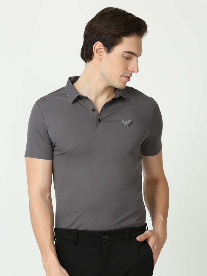 Seamless Carbon Grey Polo Tshirt for men