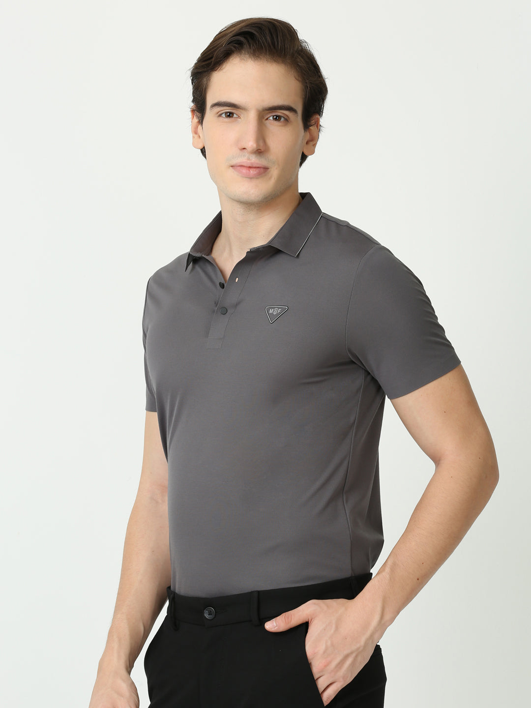 Seamless Carbon Grey Polo Tshirt for men