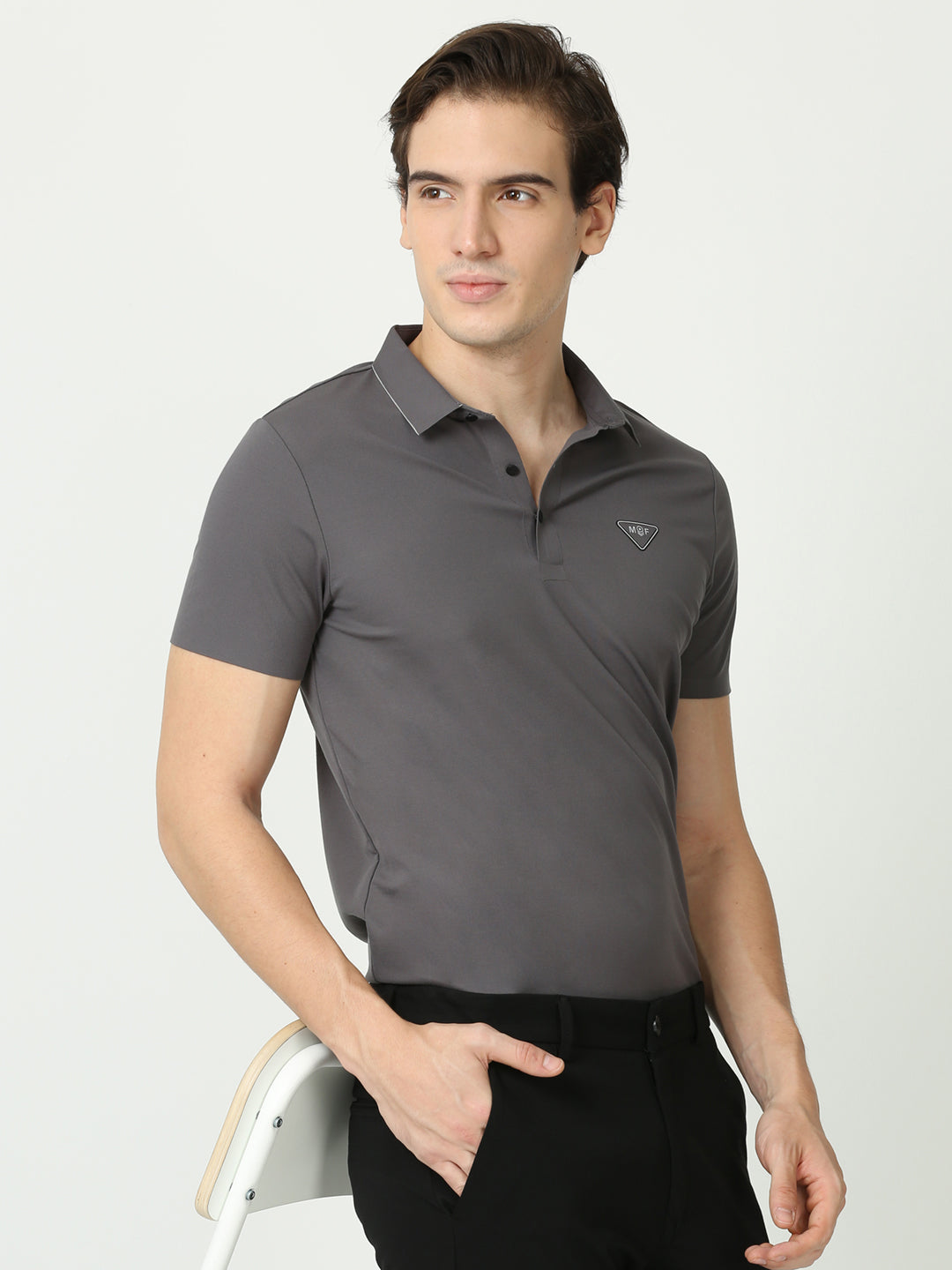 Seamless Carbon Grey Polo Tshirt for men