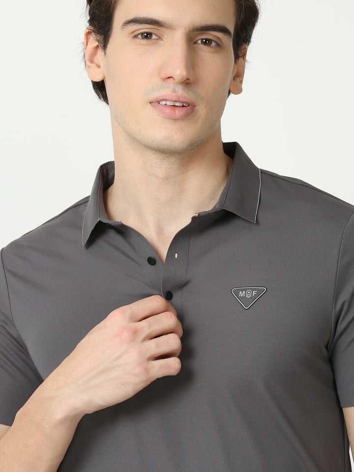 Seamless Carbon Grey Polo Tshirt for men