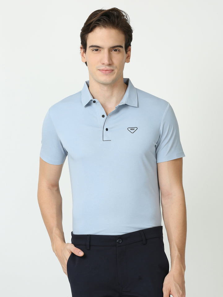 Seamless Light French Blue Polo Tshirt for men