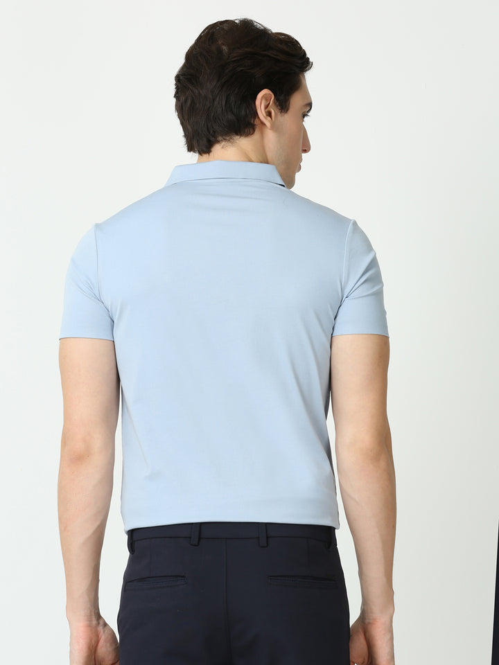 Seamless Light French Blue Polo Tshirt for men
