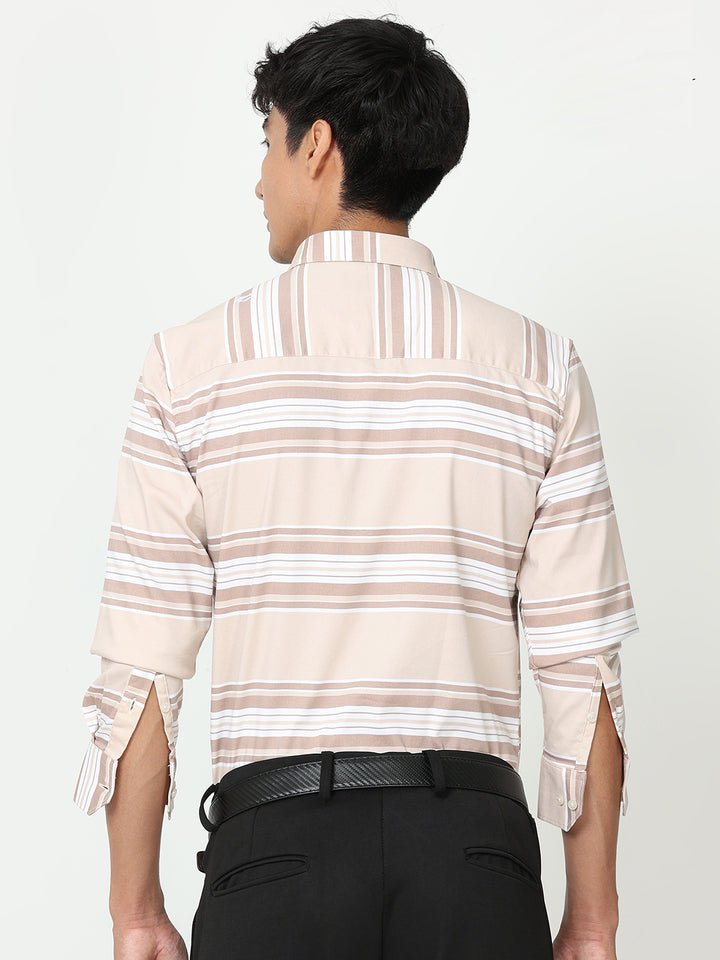 Almond Horizontal Striped Shirt Mens at Great Price