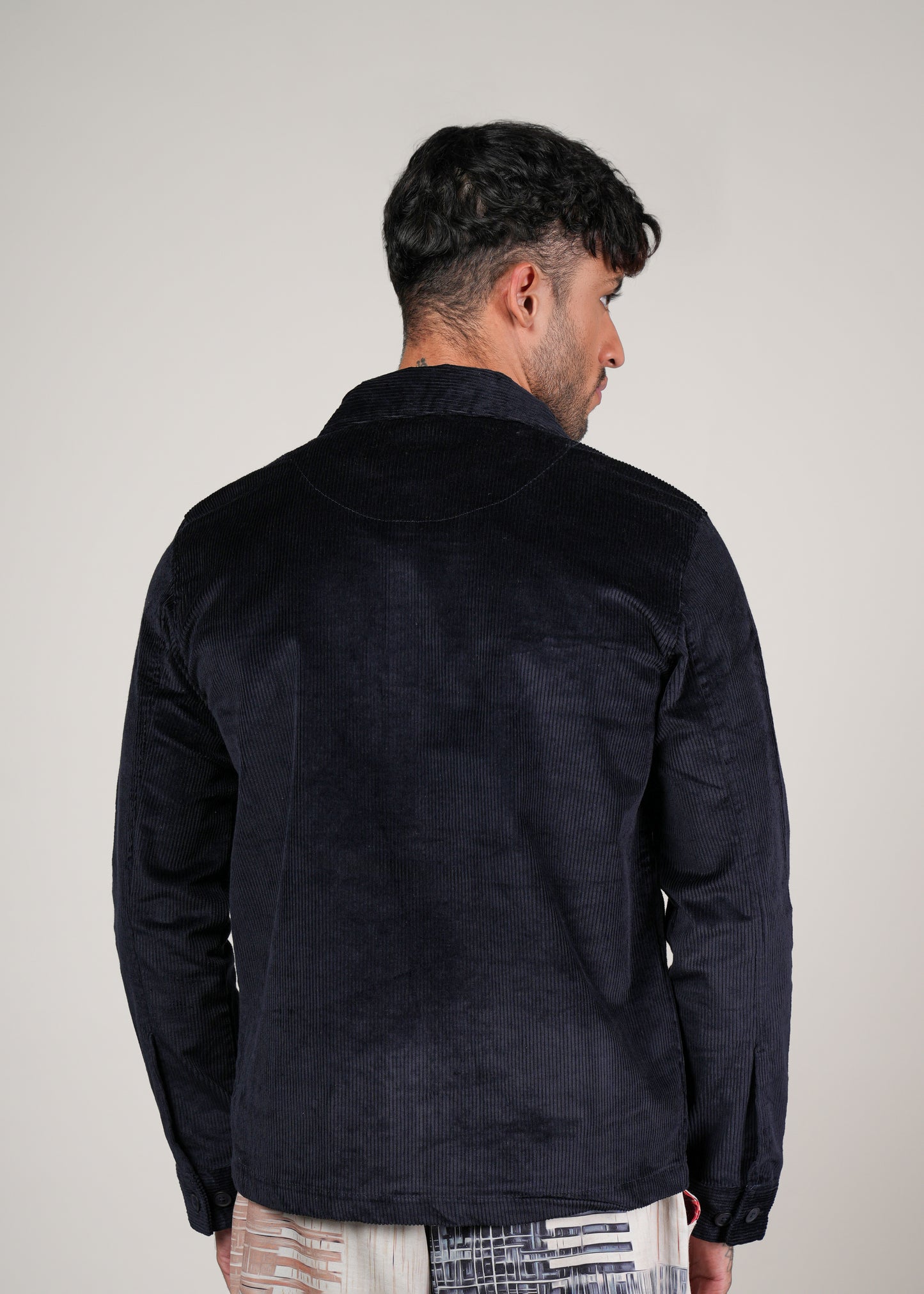 Navy Corduroy Tailored Fit Jacket